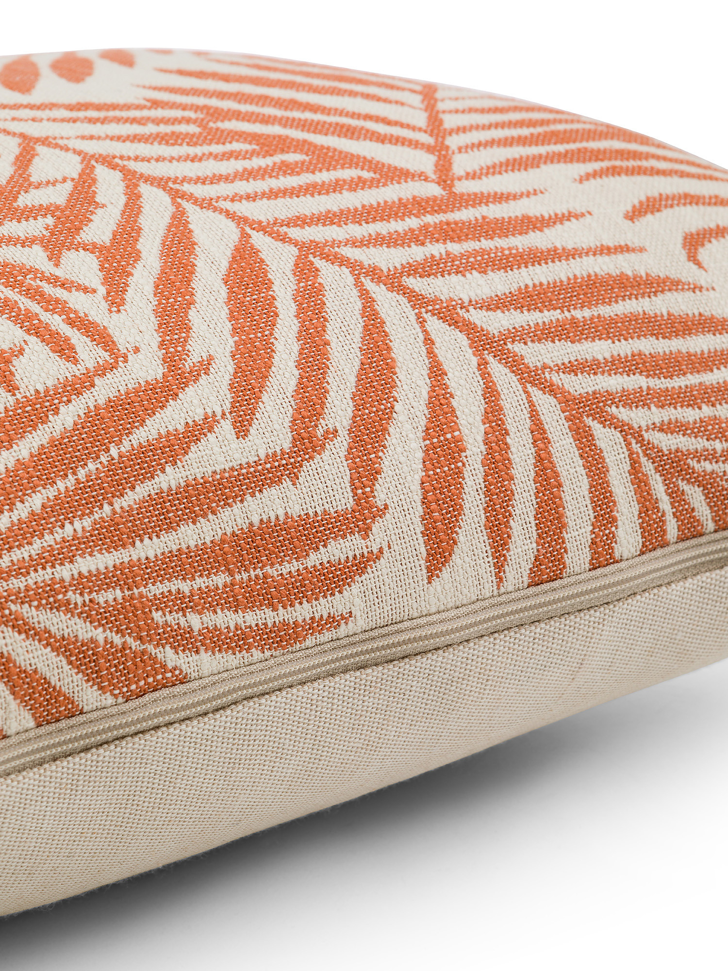 Leaves motif fabric cushion 45x45cm, Light Orange, large image number 2