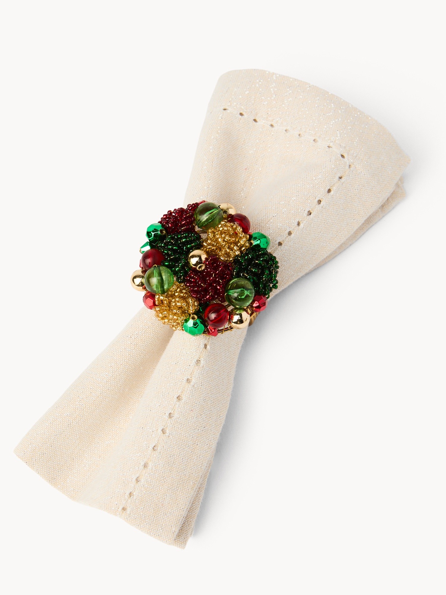 Set 4 portatovaglioli con perline, Multicolor, large image number 1