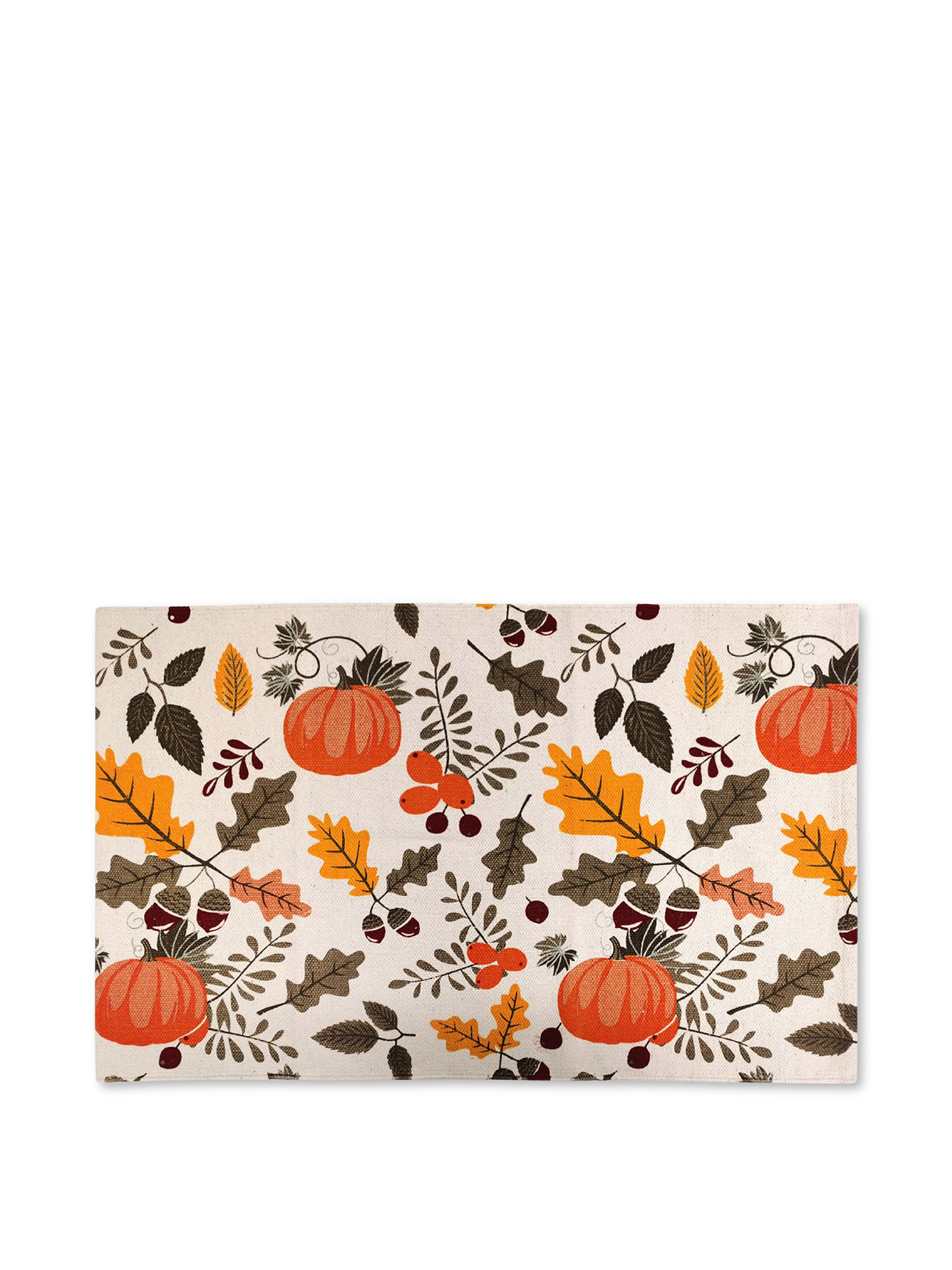 100% cotton kitchen rug with pumpkins print, Beige, large image number 0