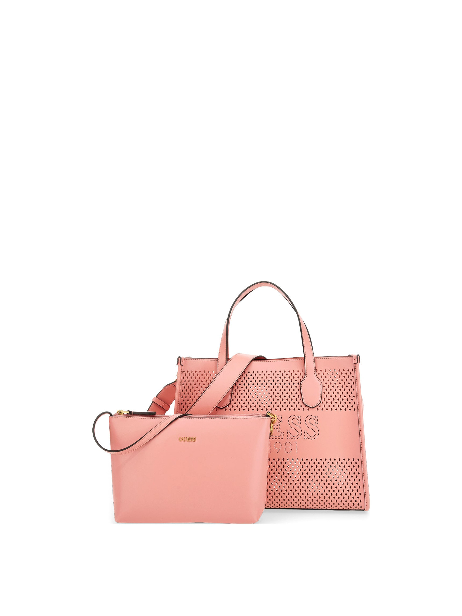 Guess - Katey perforated handbag, Pink, large image number 2