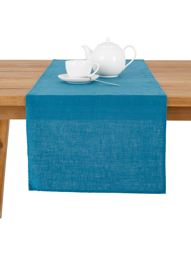 Plain washed pure linen runner