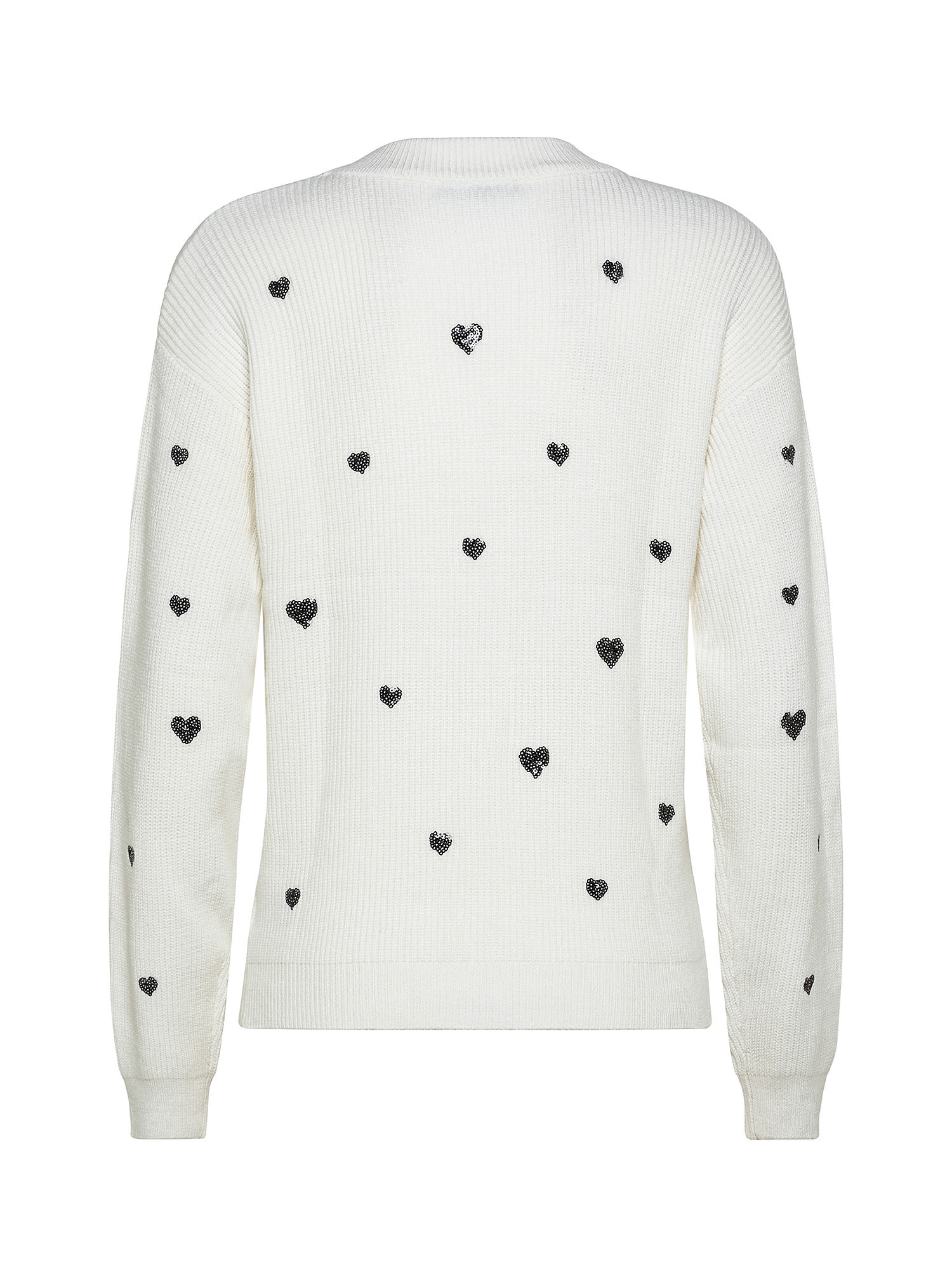 Sweater with sequined hearts, White, large image number 1