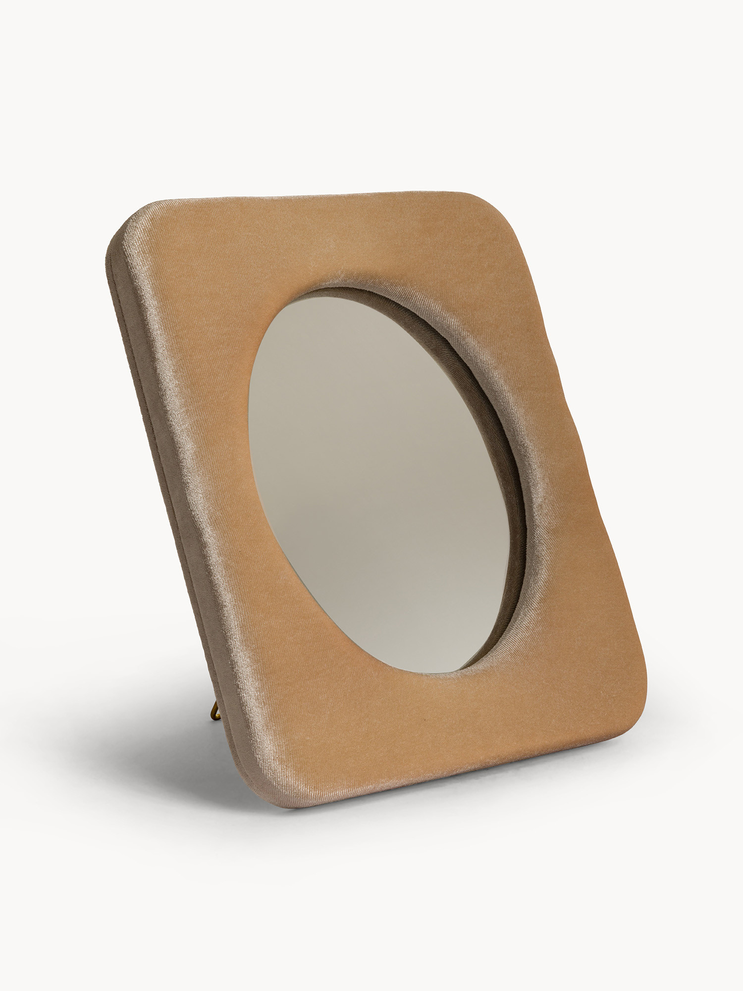 Mirror with fabric frame, Beige, large image number 0