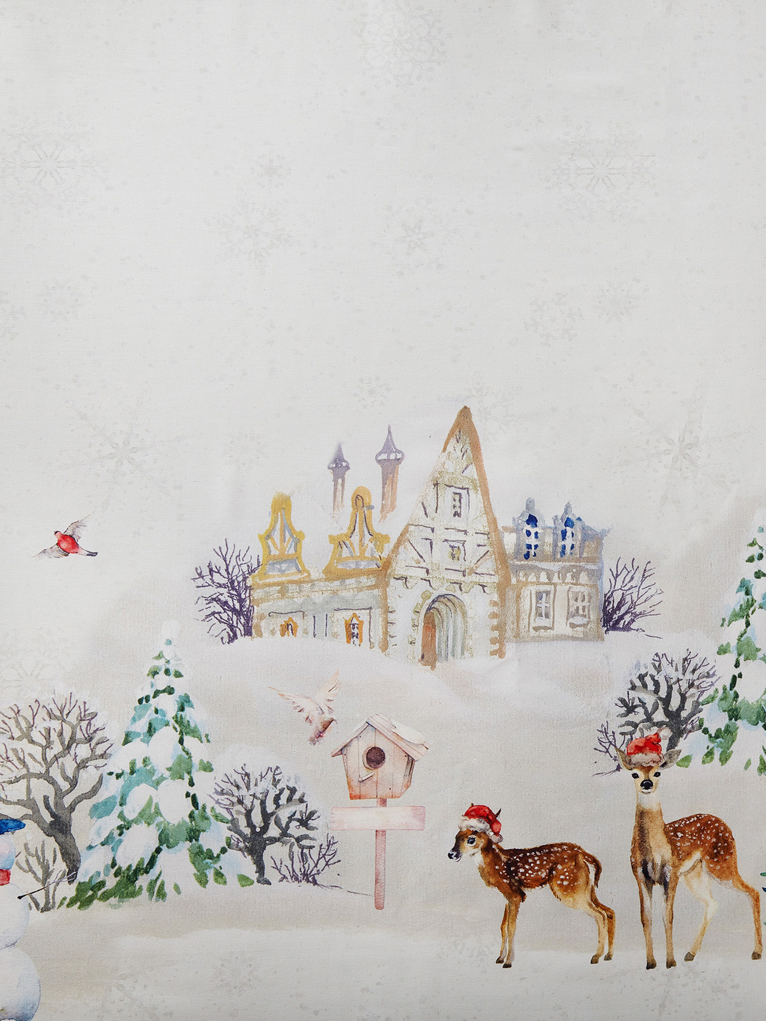 Tovaglia twill di cotone stampa natalizia, Bianco, large image number 1