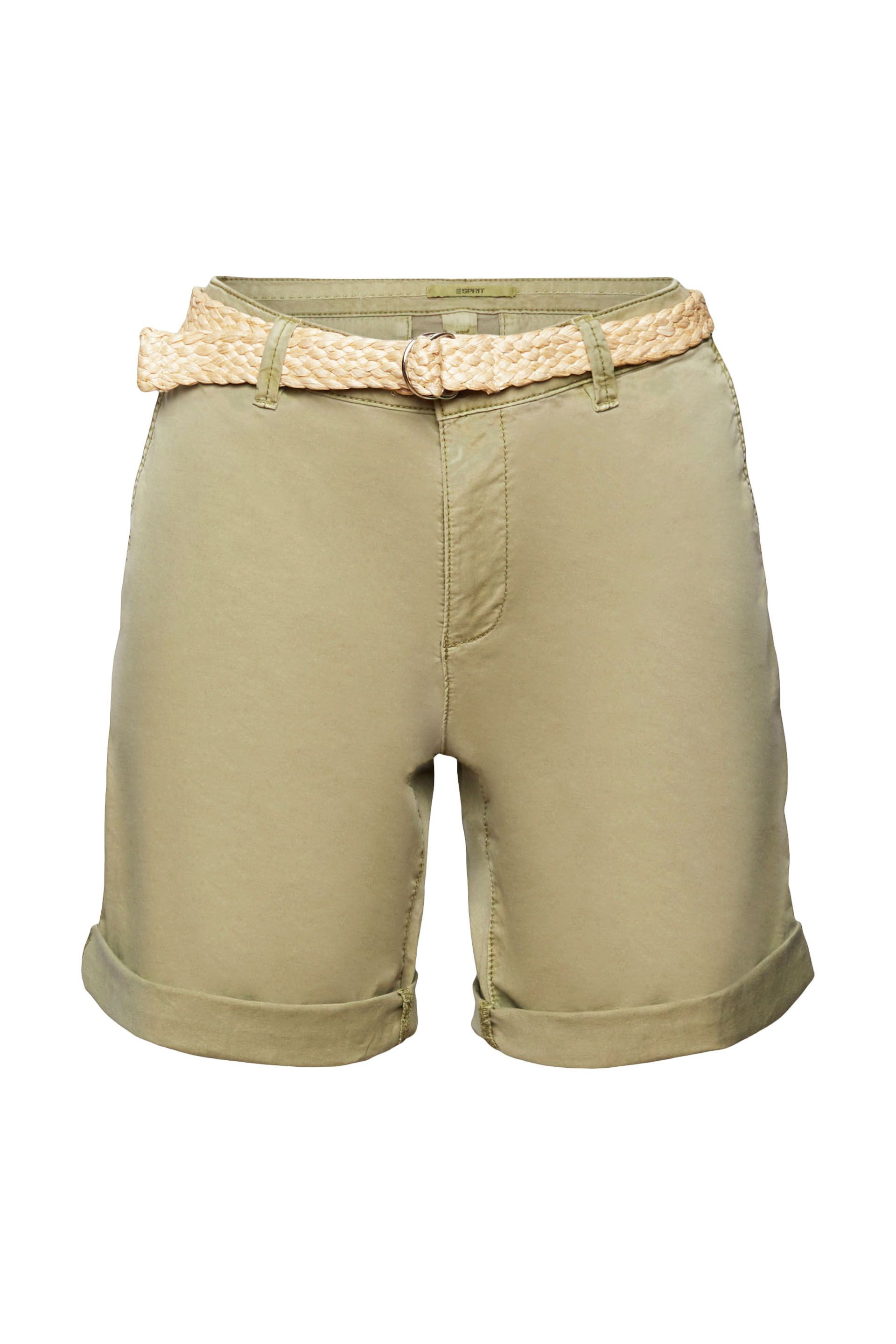 Esprit - Shorts con cintura intrecciata in rafia, Azzurro, large image number 0