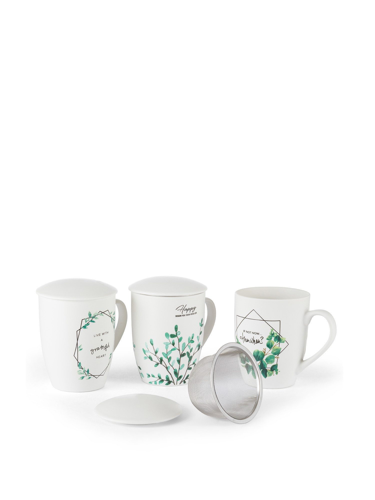 New bone china herbal tea pot with botanical motif, White, large image number 0