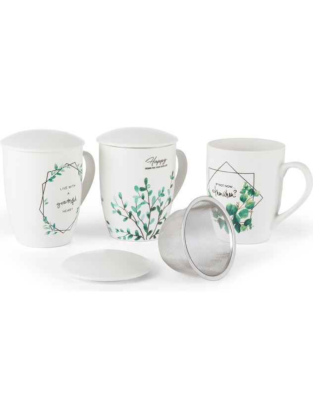 New bone china herbal tea pot with botanical motif