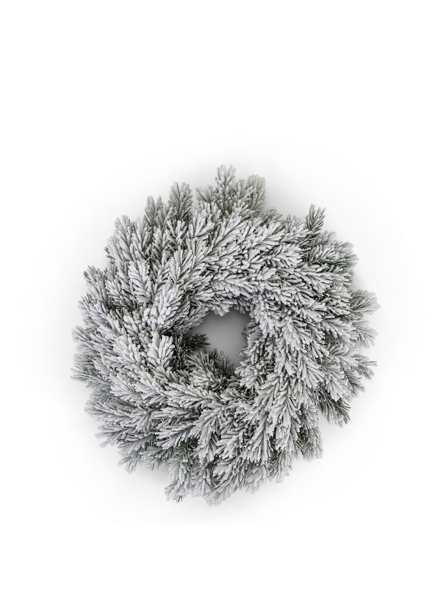 Corona di pino rivestita con neve artificiale, Bianco, large image number 0