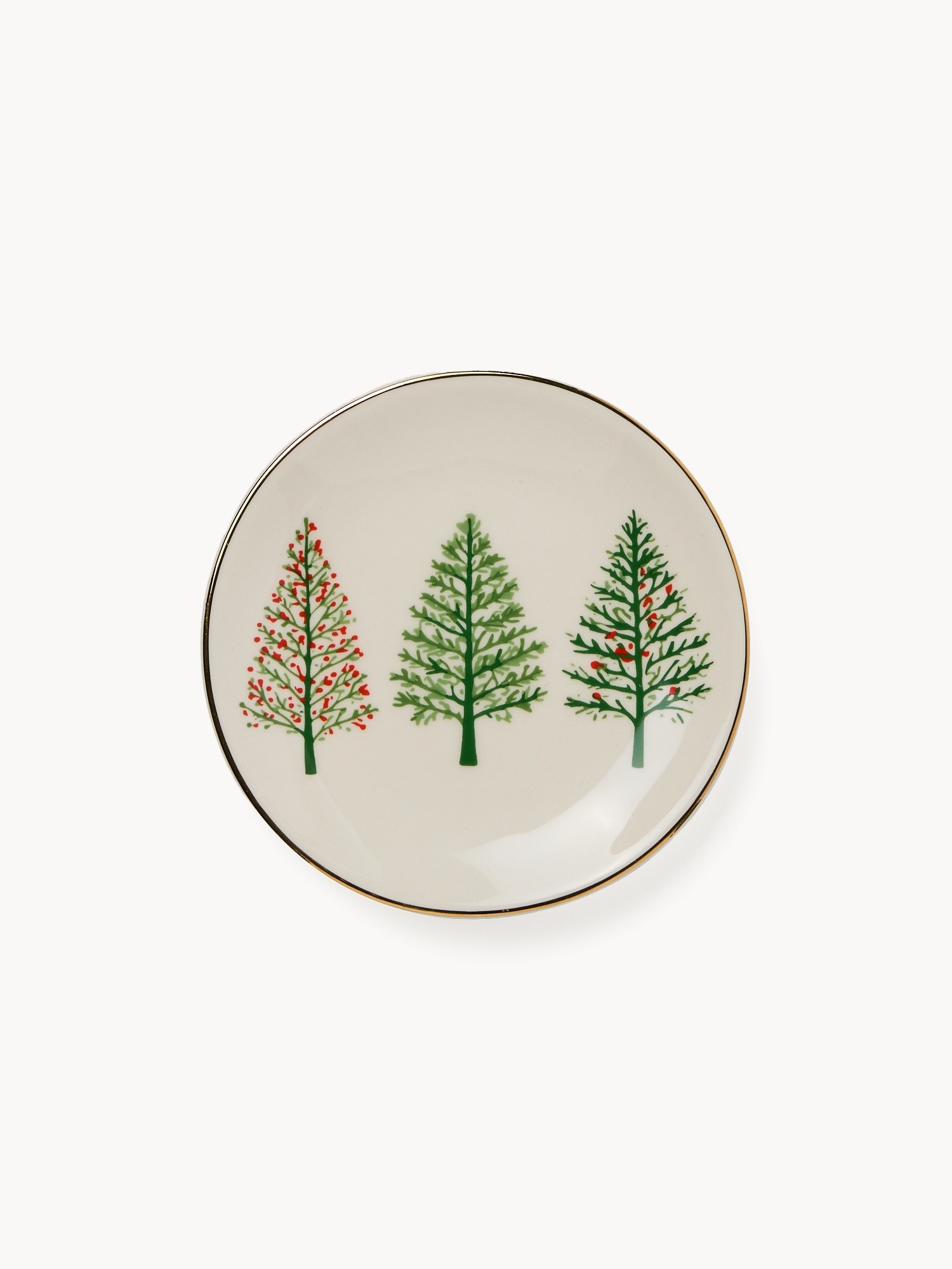Stoneware bread plate with a Christmas tree motif, Verde/Oro, large image number 0