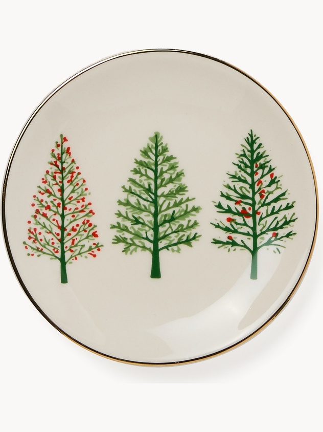 Stoneware bread plate with a Christmas tree motif