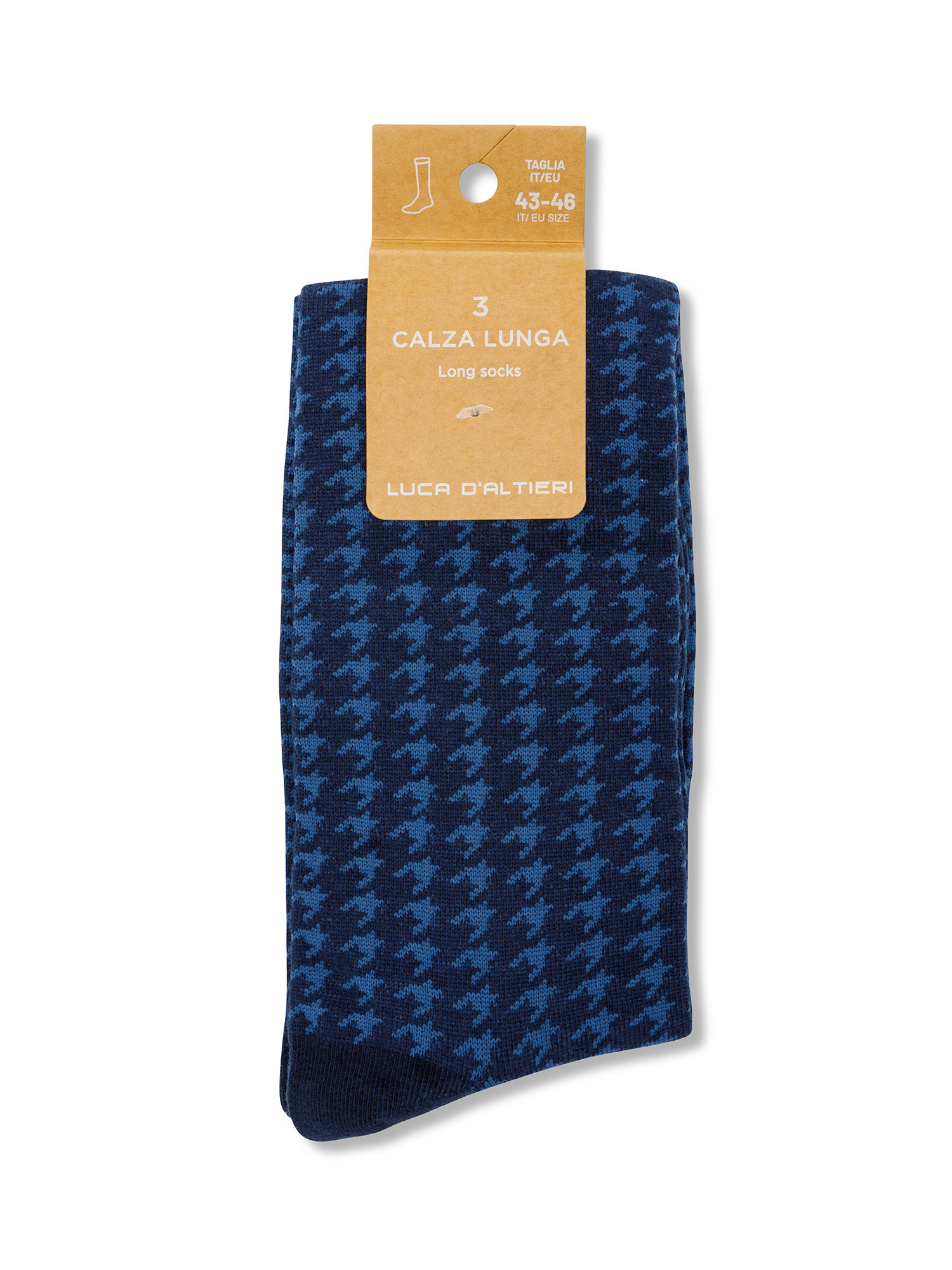 Luca D'Altieri - Set of 3 patterned long socks, Dark Blue, large image number 0
