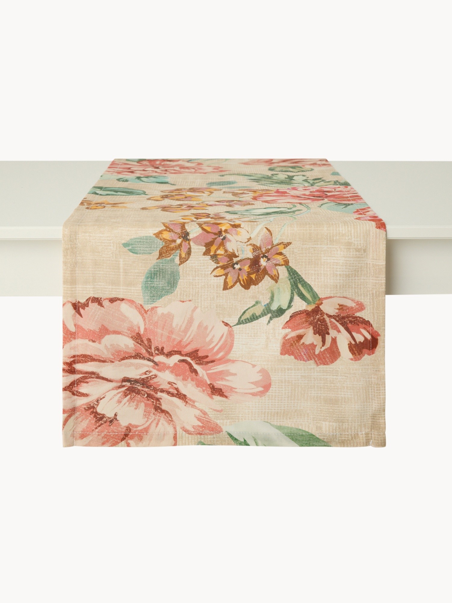 Cotton Panama Table Runner with Floral Print - Discounted Price, Multicolor, large image number 1