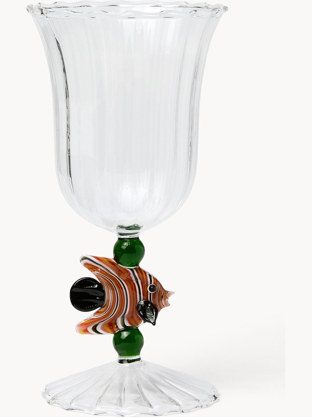 Calice in vetro dettaglio pesce