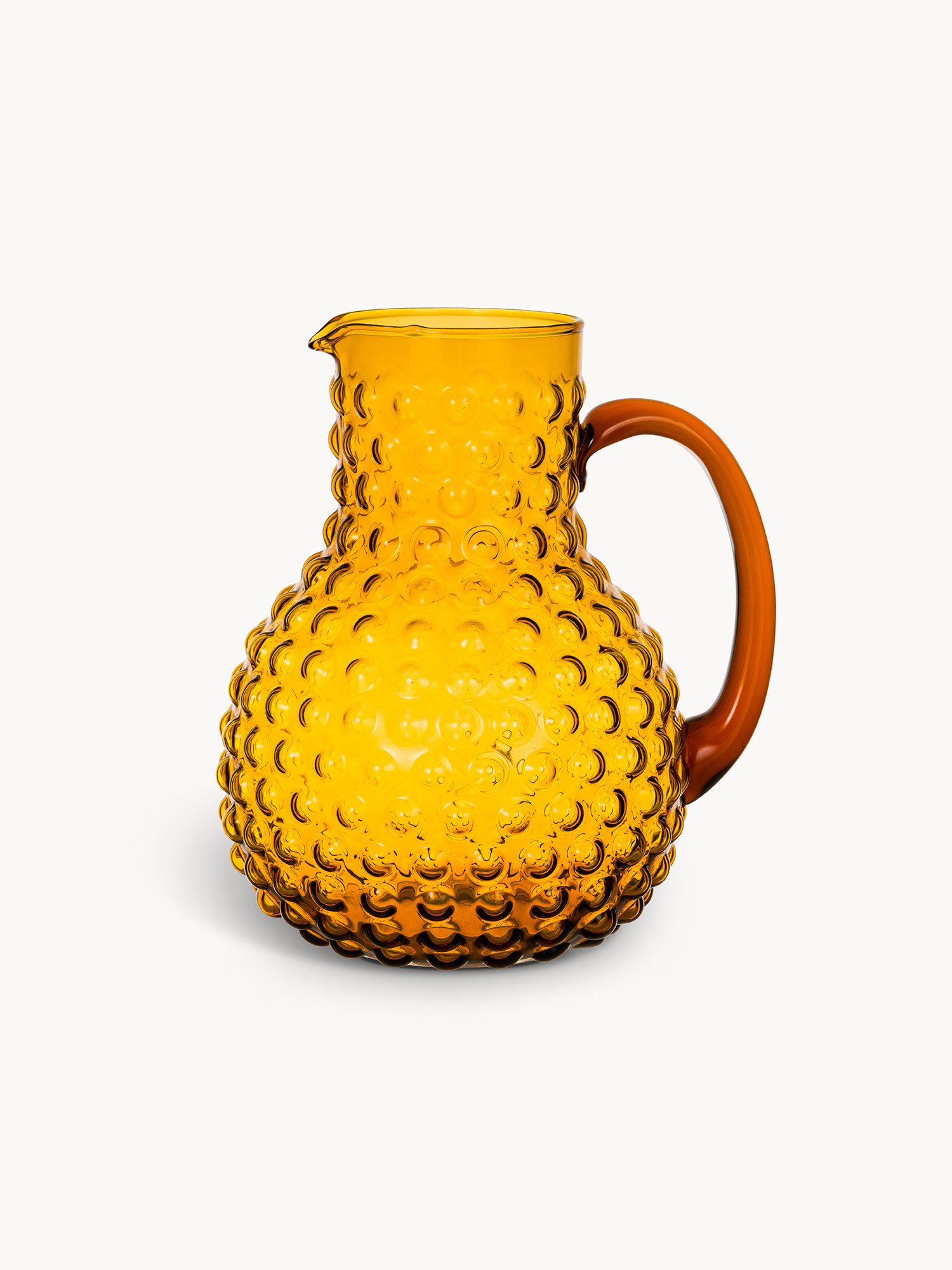 Caraffa in vetro con bolle in rilievo, Giallo ocra, large image number 0