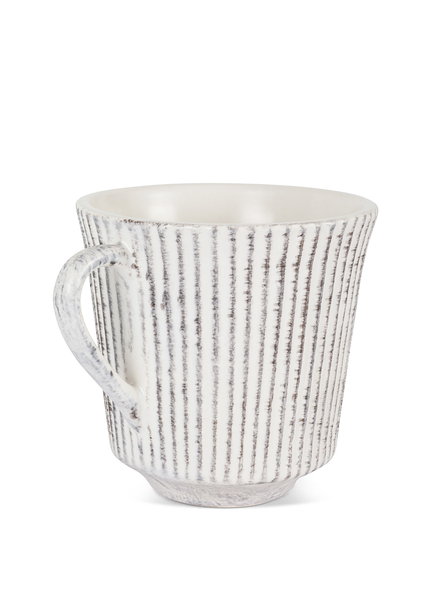 Mug ceramica effetto rigato, Bianco, large