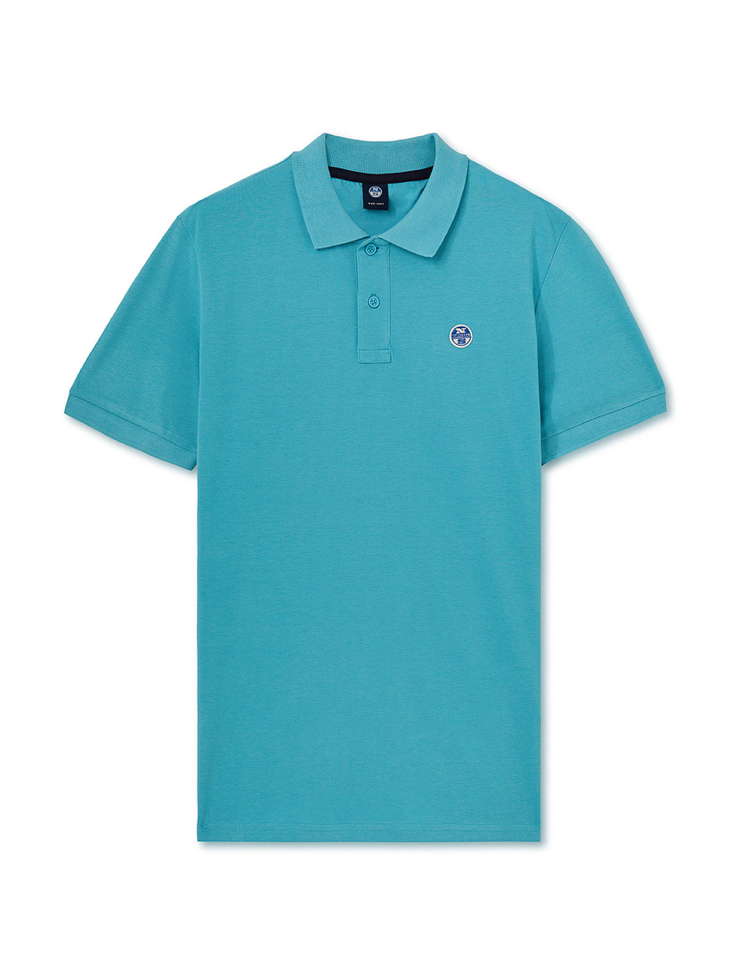 Short sleeve polo shirt with logo, Turquoise, large image number 0