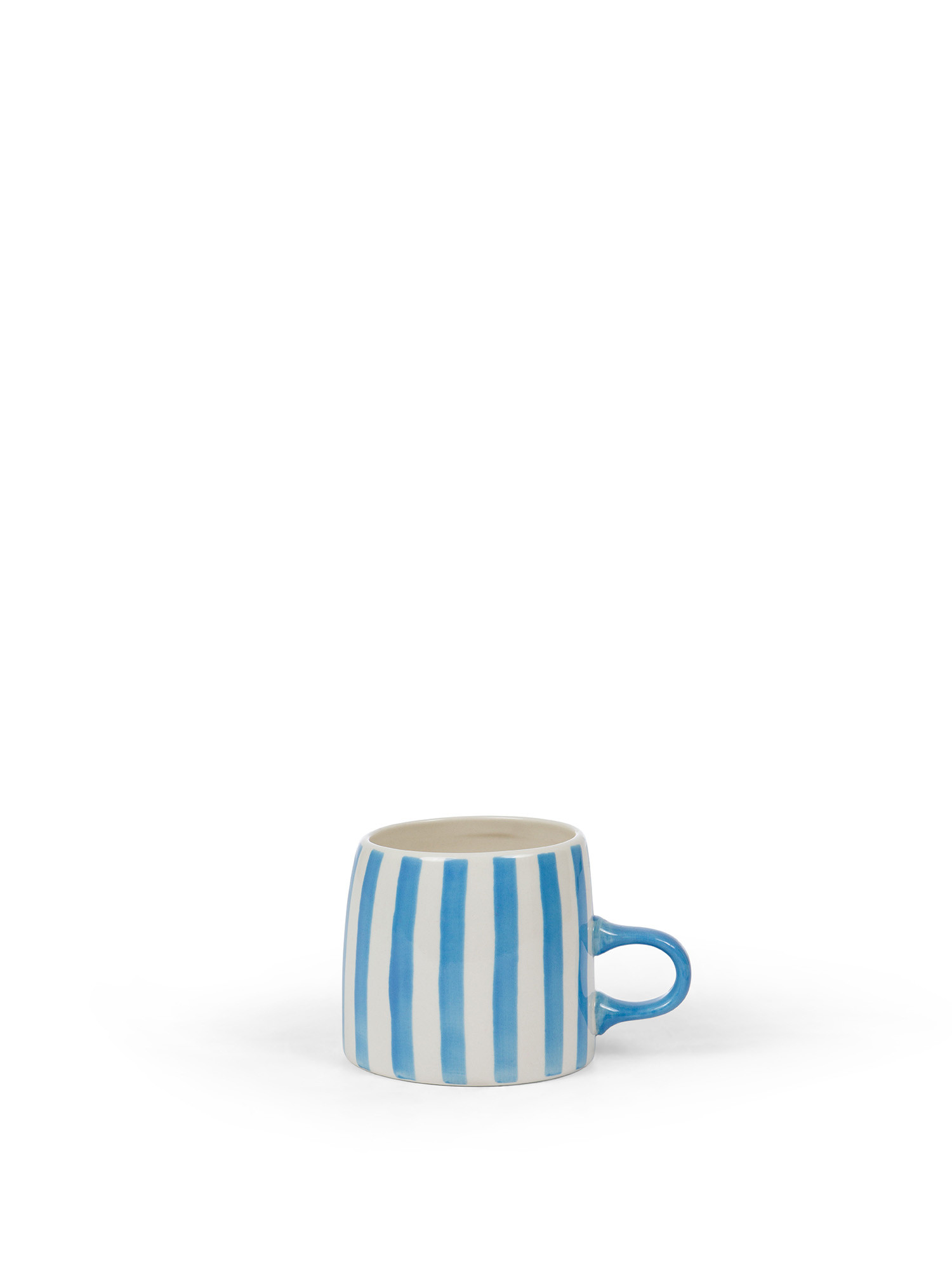 Mug stoneware a righe, Bianco/Azzurro, large image number 0