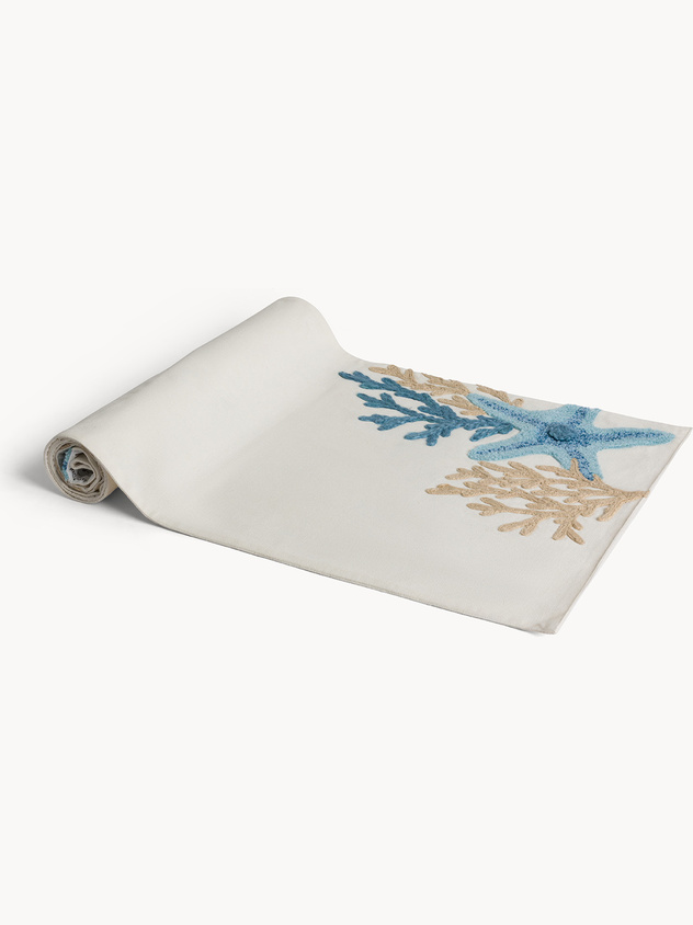Pure cotton runner with marine embroidery