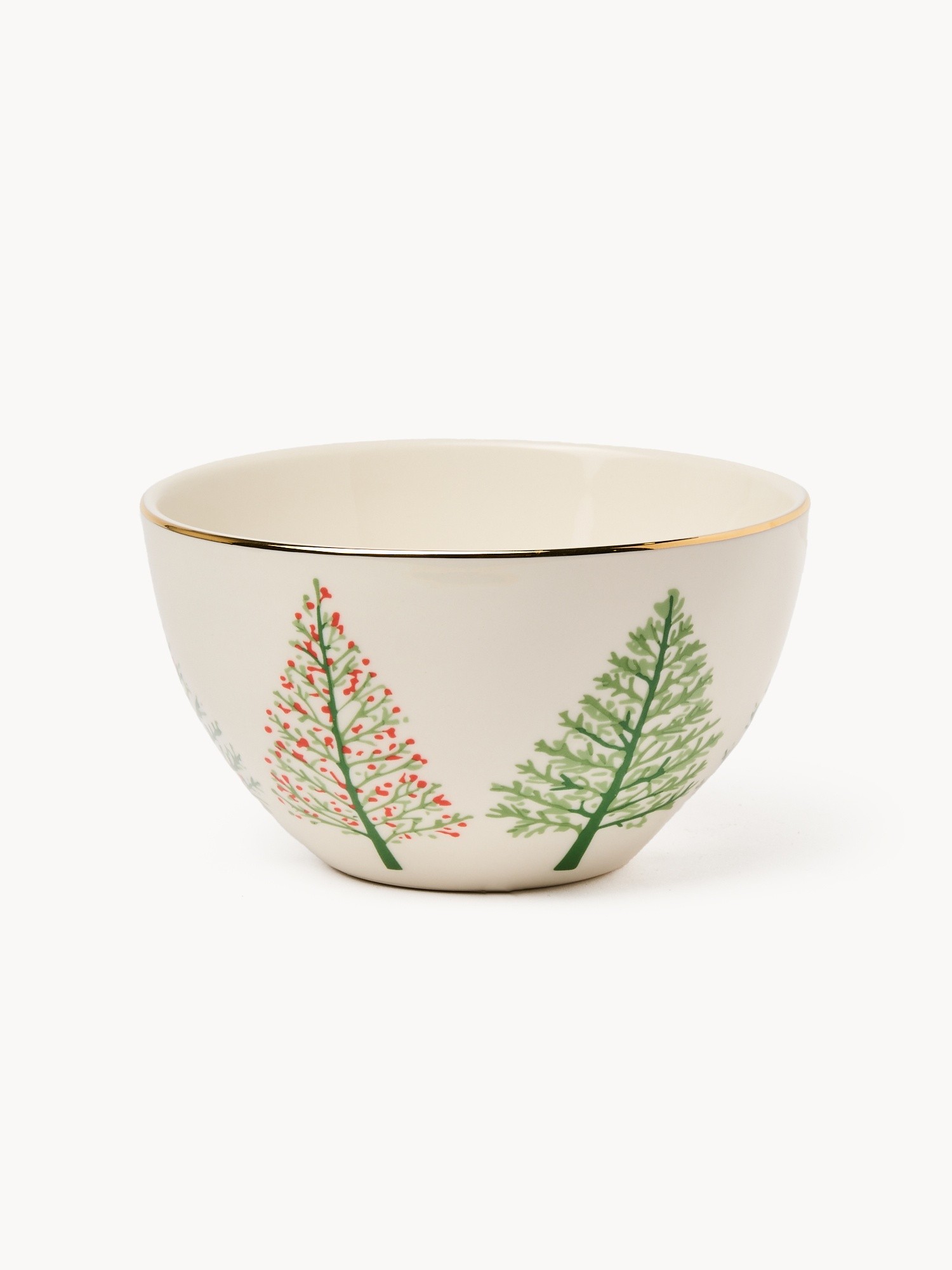 Stoneware small bowl with a Christmas tree motif, Verde/Oro, large image number 0