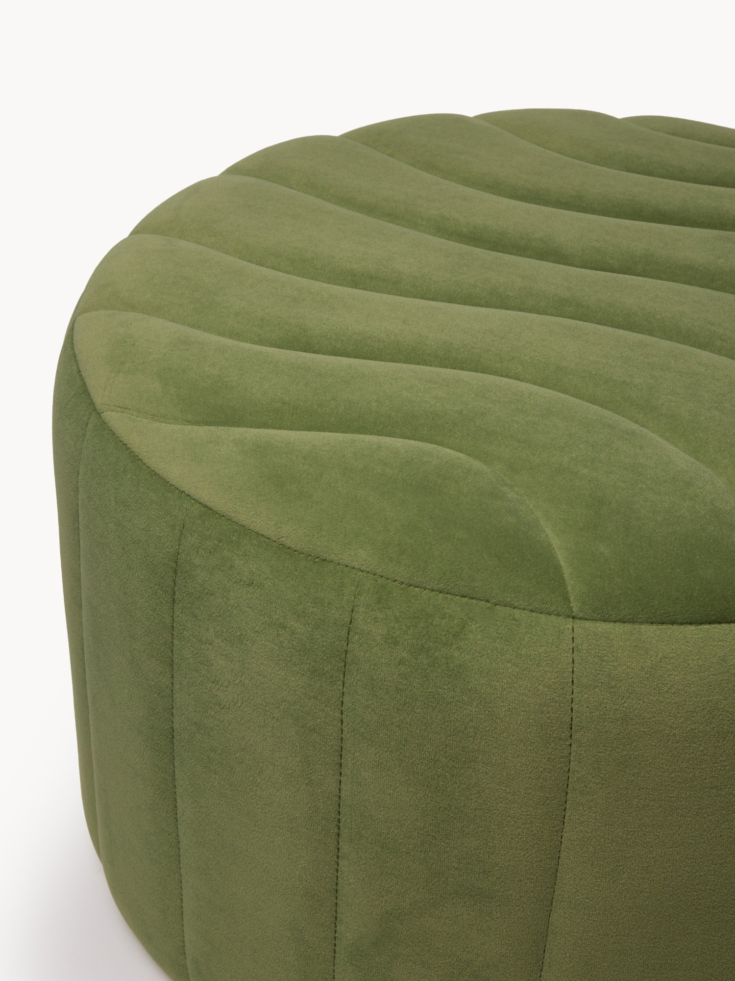Pouf with Wave velvet upholstery, Light Green, large image number 1