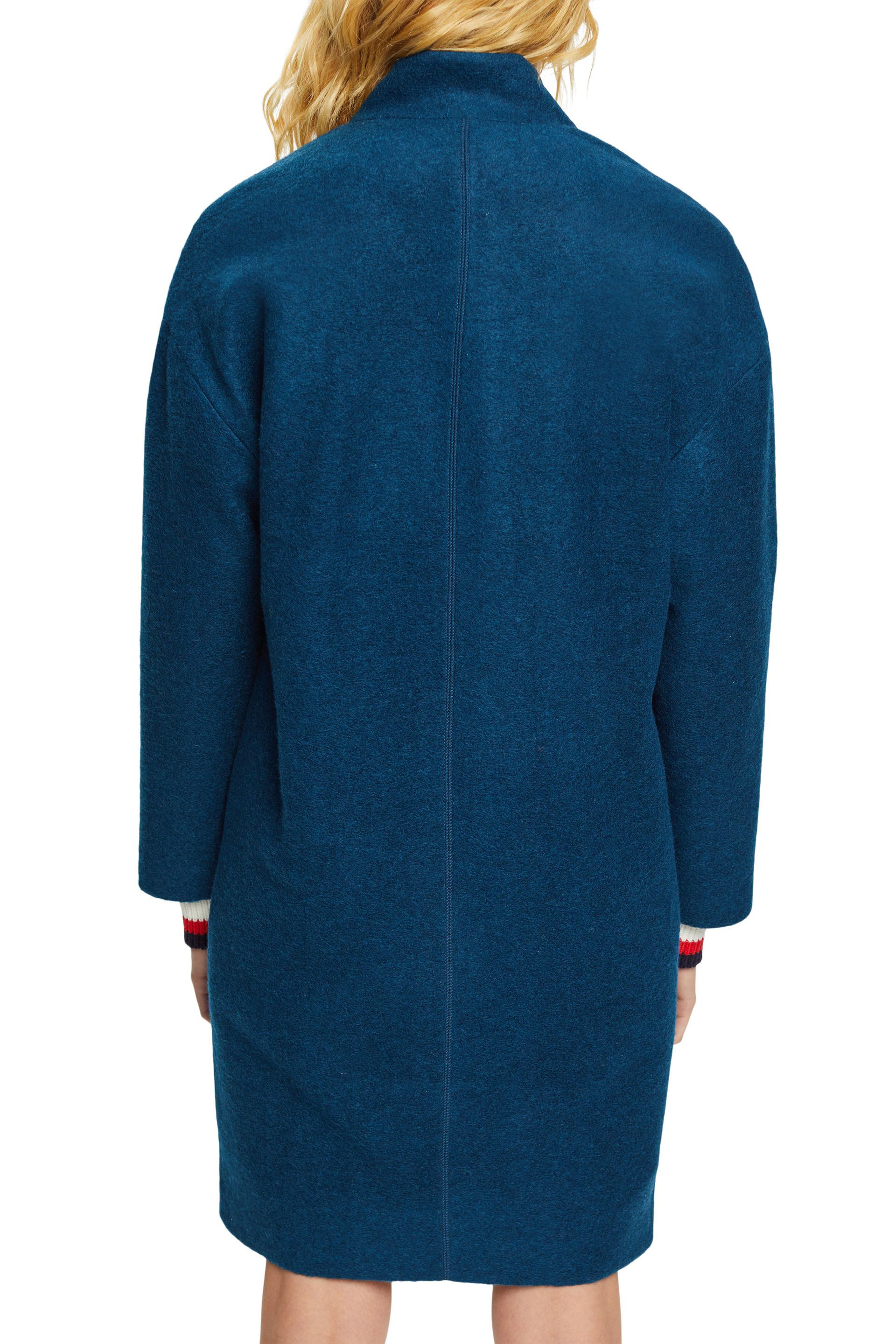 Wool blend coat with lapel collar, Blue, large image number 3