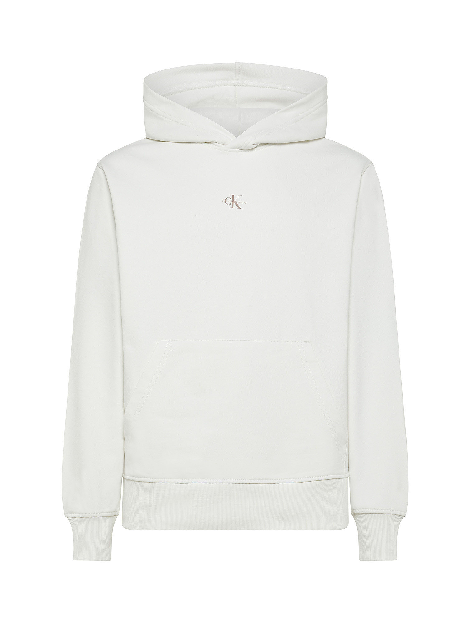Calvin Klein Jeans -  Cotton hooded sweatshirt with logo, White, large image number 0