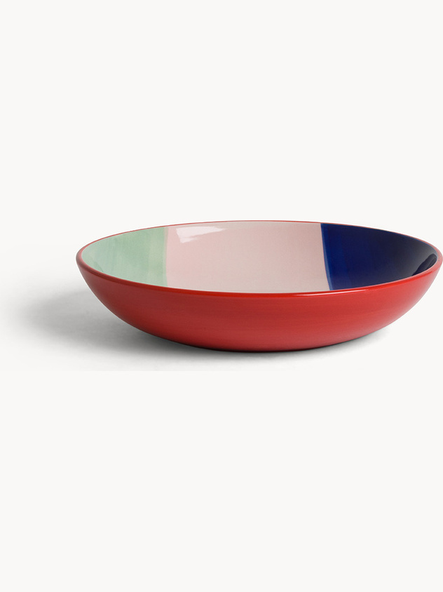 Piatto fondo in ceramica a righe colorate
