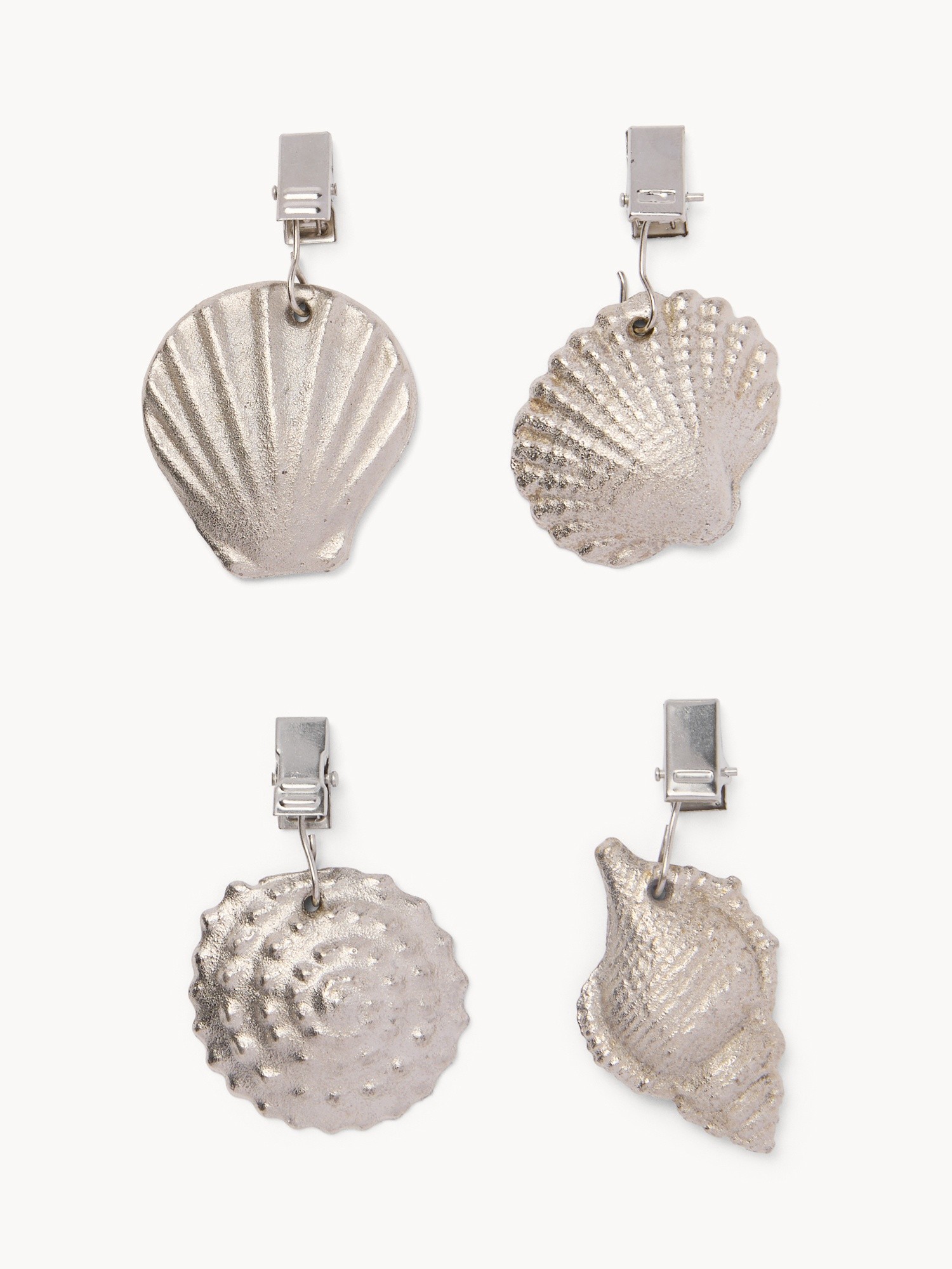 Set of 4 Shell-Shaped Tablecloth Clips - Introductory Price, Grey, large image number 0