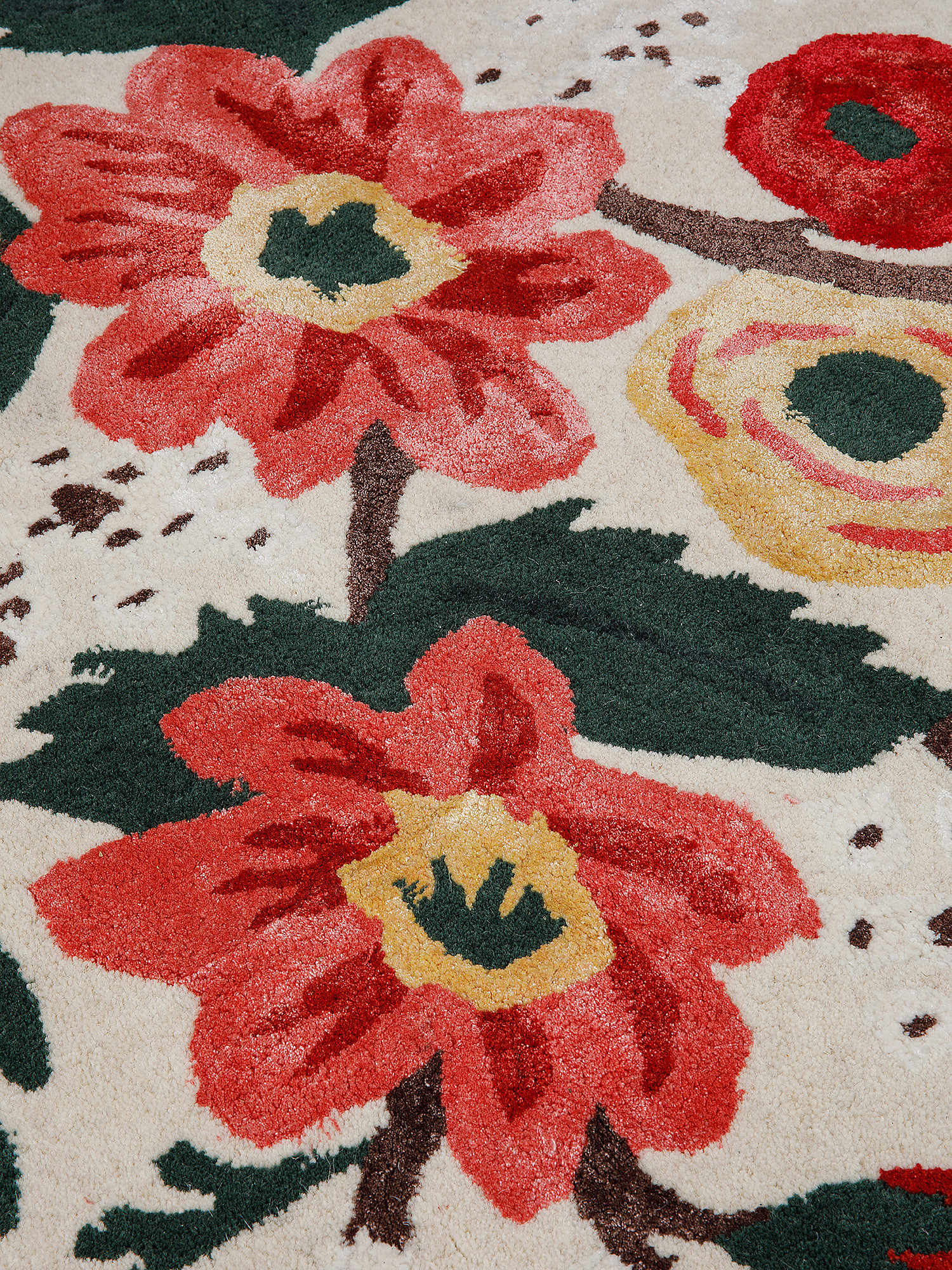 Wool carpet tufted with floral motif, Multicolor, large image number 1