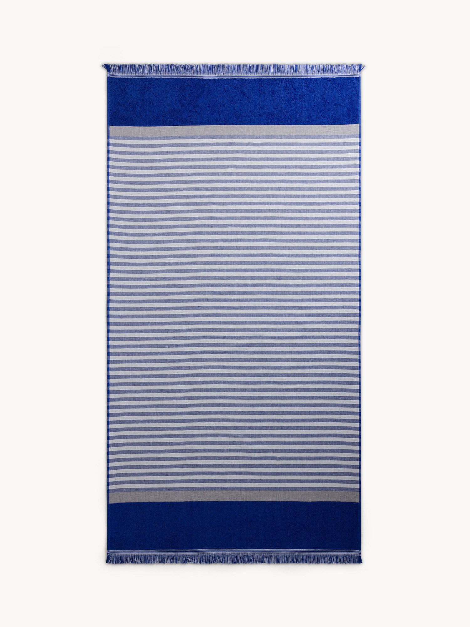 Hammam beach towel with fringes, Blue, large image number 0