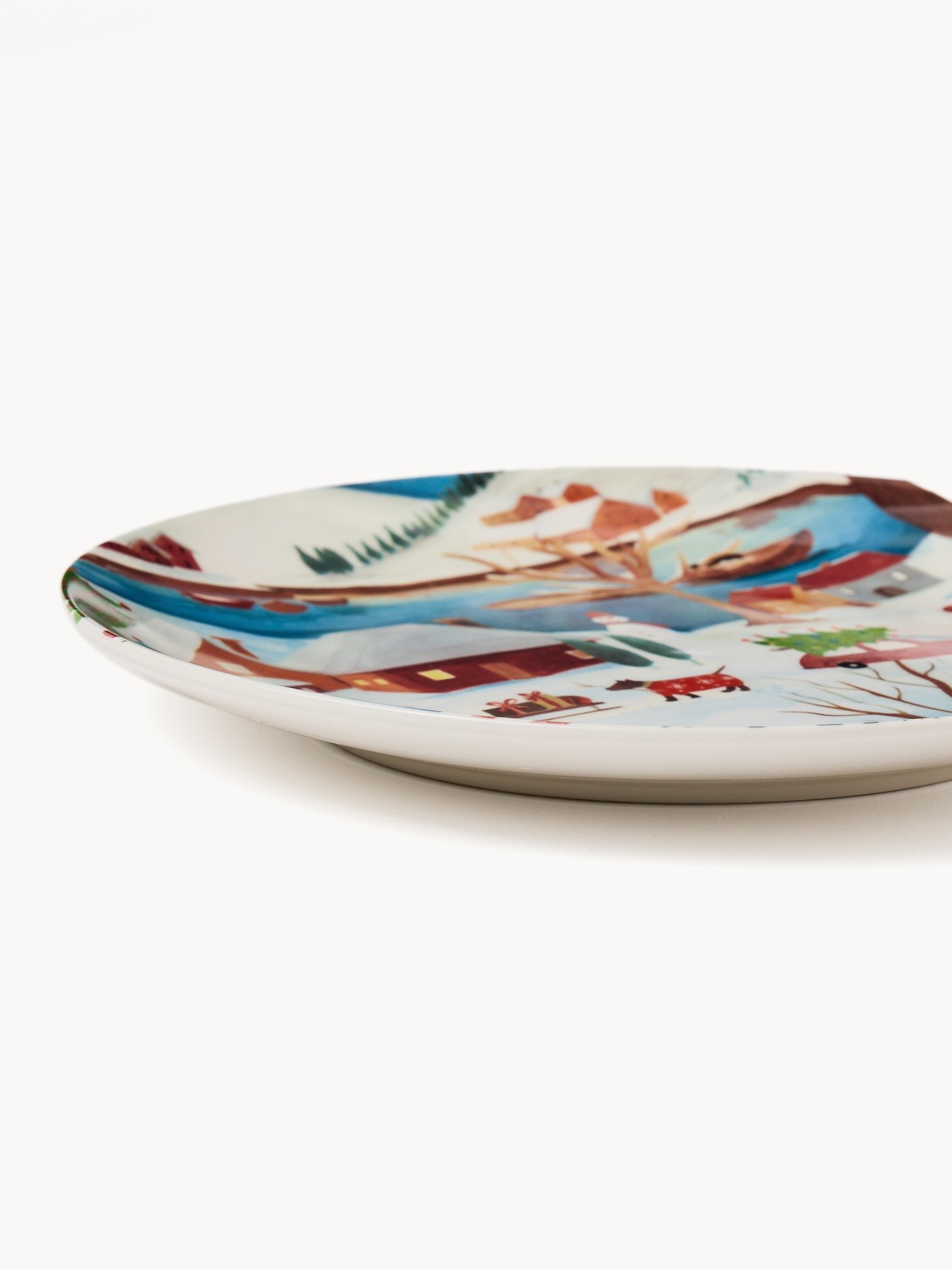 New bone china fruit plate with a Christmas landscape motif, Multicolor, large image number 1