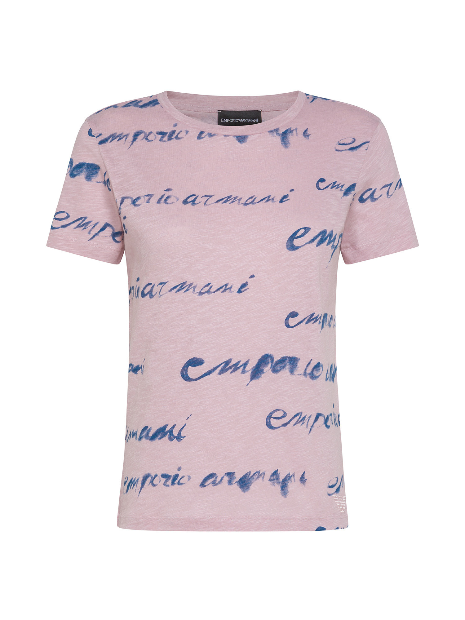 Emporio Armani - T-shirt in cotone con scritta logo, Rosa, large image number 0