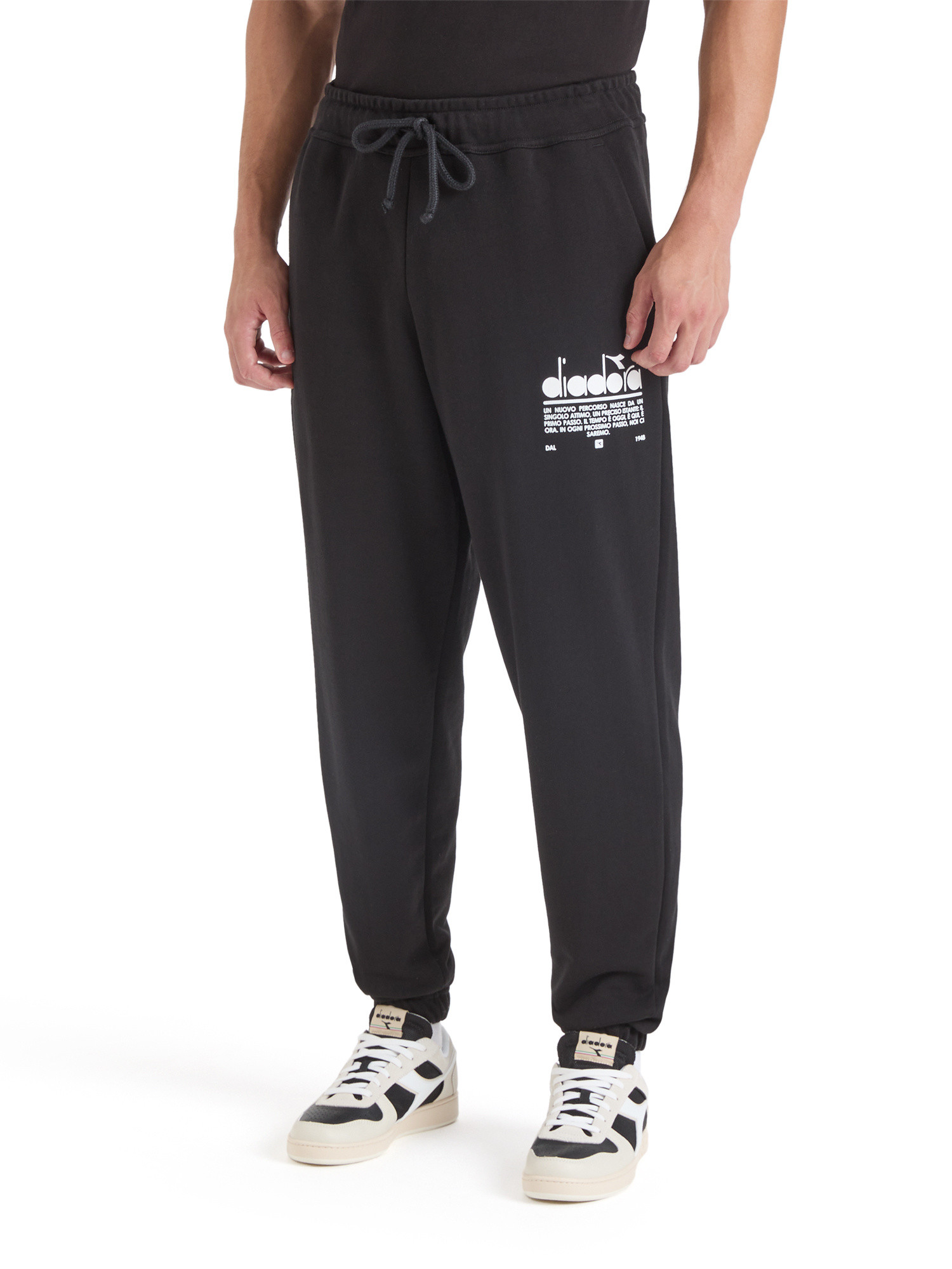 Diadora - Manifesto sports trousers with cotton print, Black, large