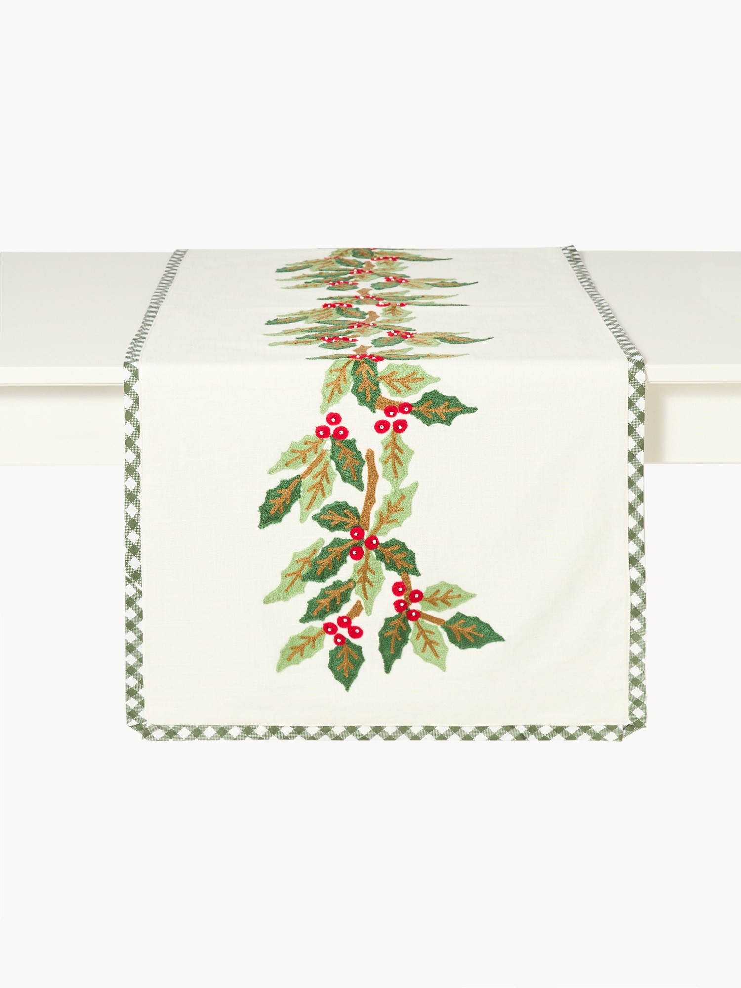 Runner in puro cotone ricamato, Multicolor, large image number 1