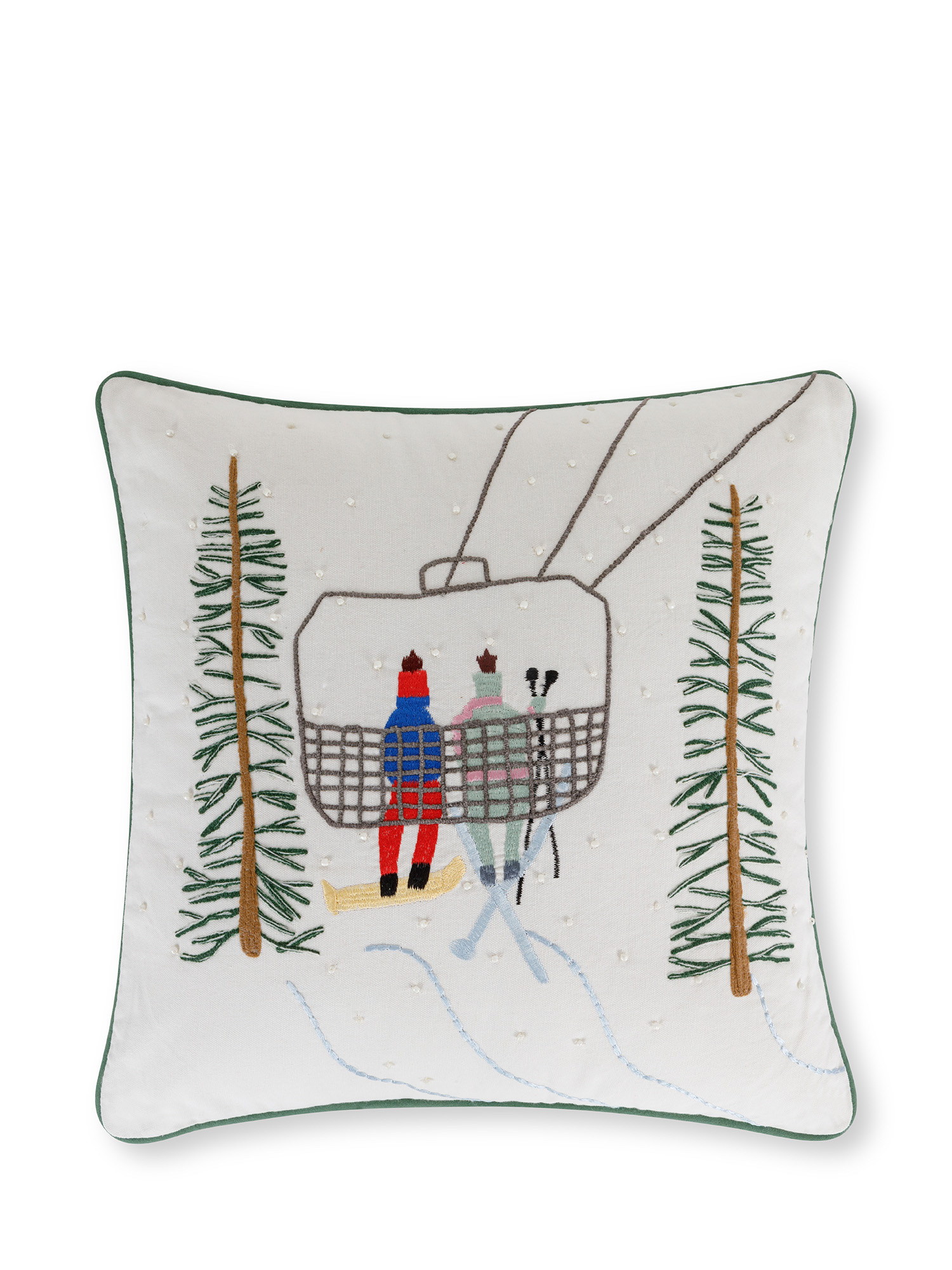 Chairlift embroidered cushion 45x45 cm, Multicolor, large image number 0