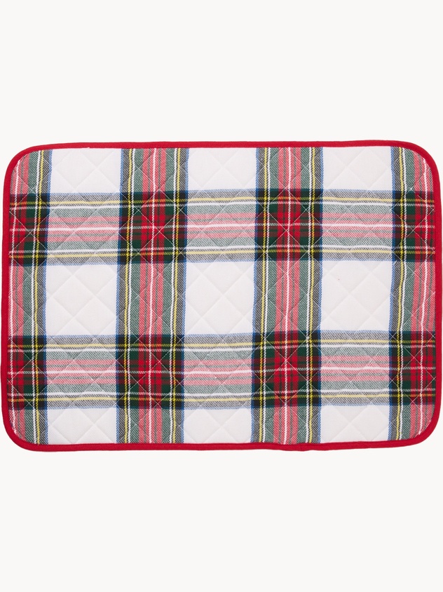 Quilted placemat in yarn-dyed pure cotton with a tartan pattern