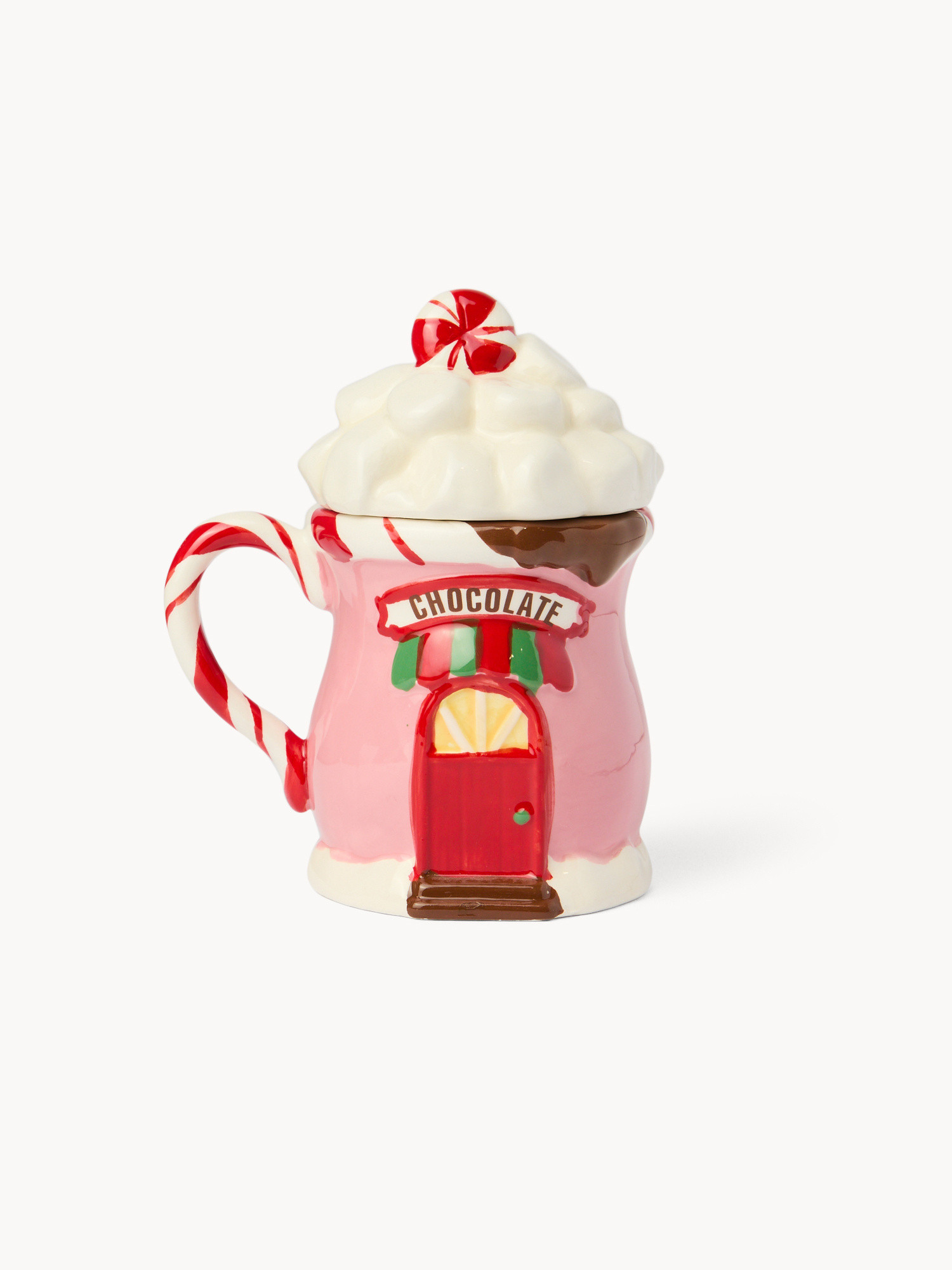 Mug in ceramica a forma di casetta, Rosa, large image number 0