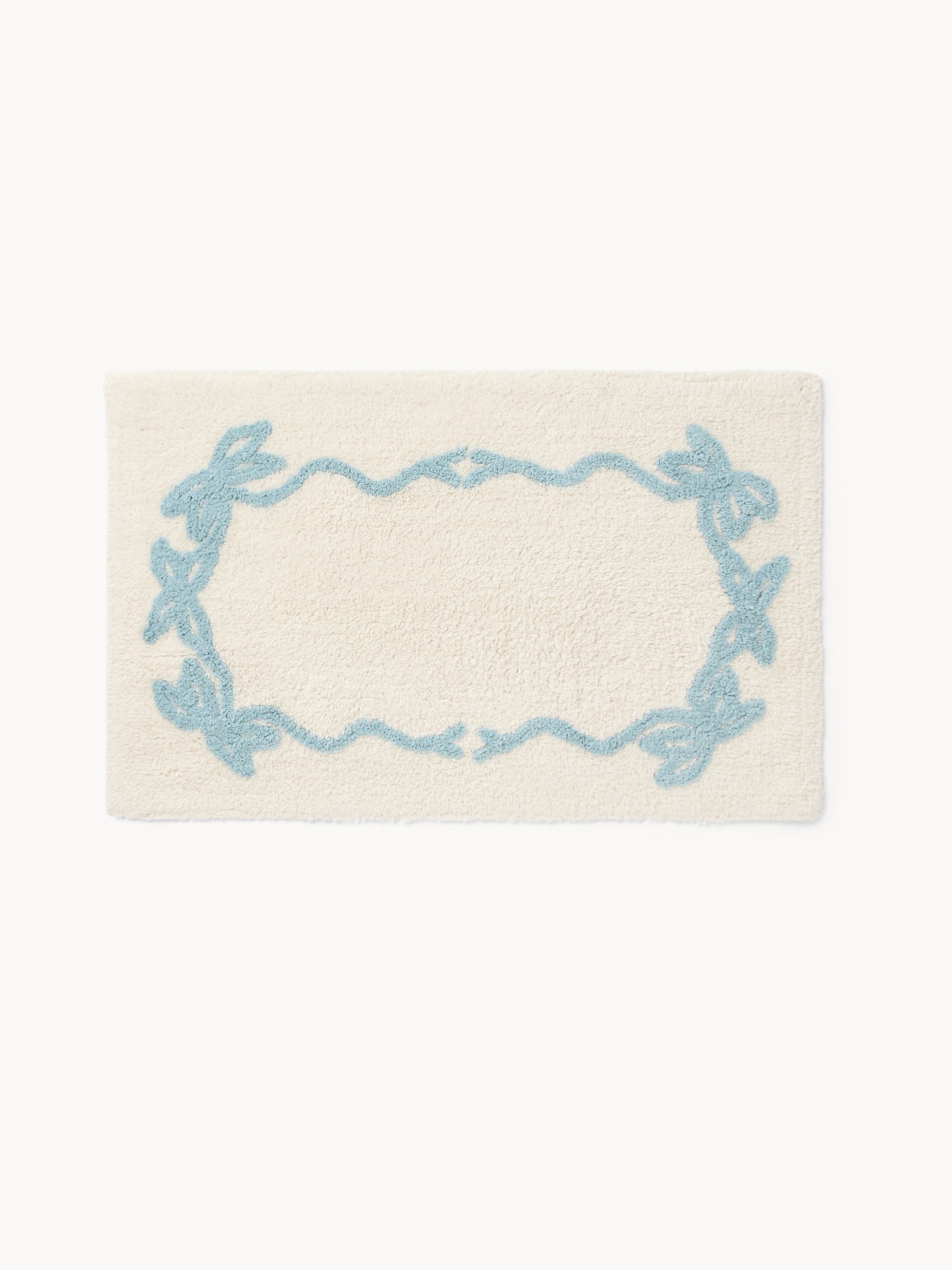 Tappeto bagno in cotone taftato con disegno fiocchi - Prezzo di lancio, Azzurro, large image number 0