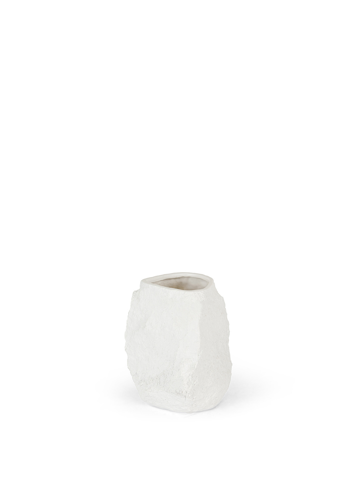 Vaso poliresina effetto roccia, Bianco, large image number 0