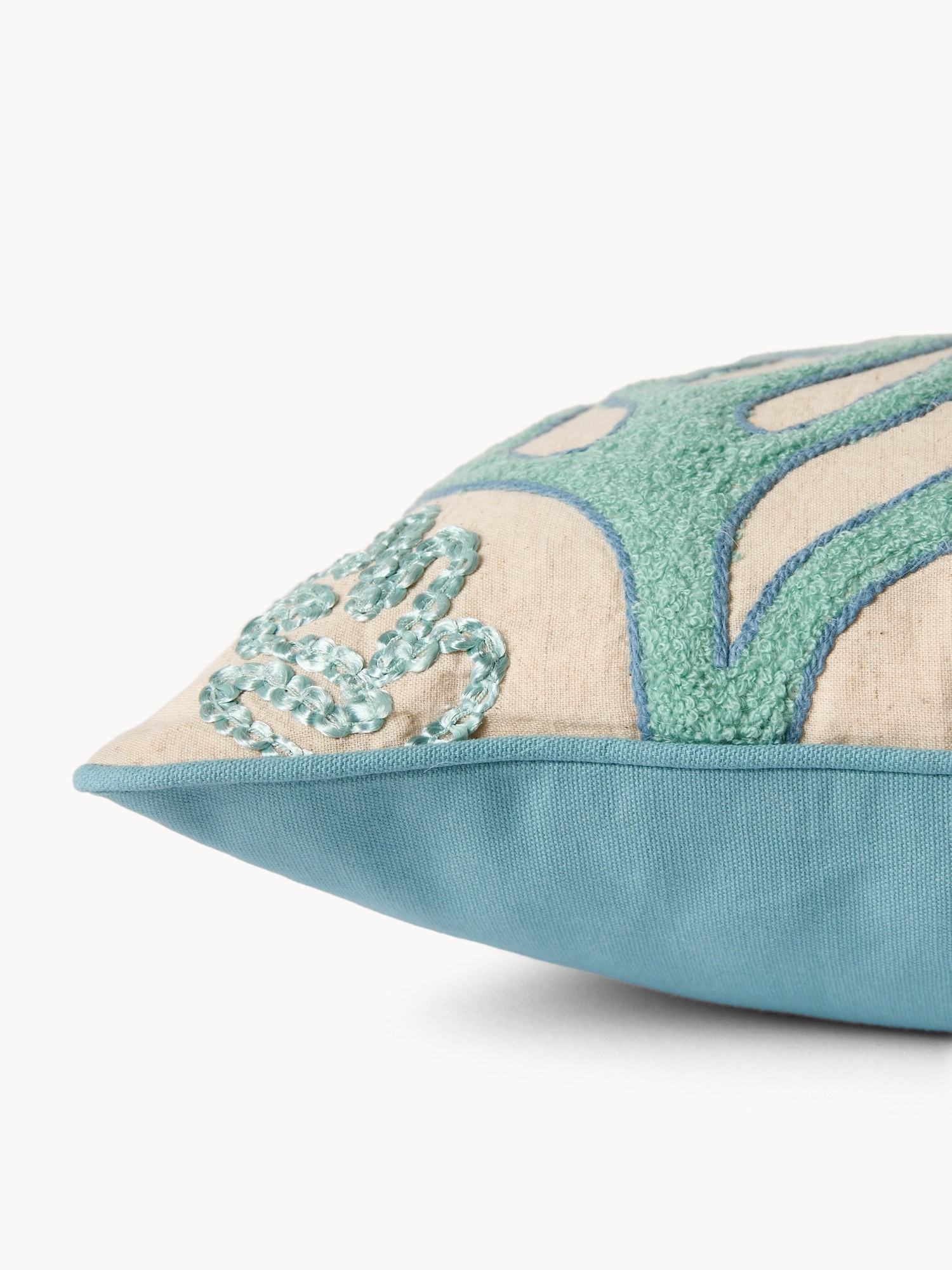 Seabed embroidery cushion,35x50cm, Light Blue, large image number 0