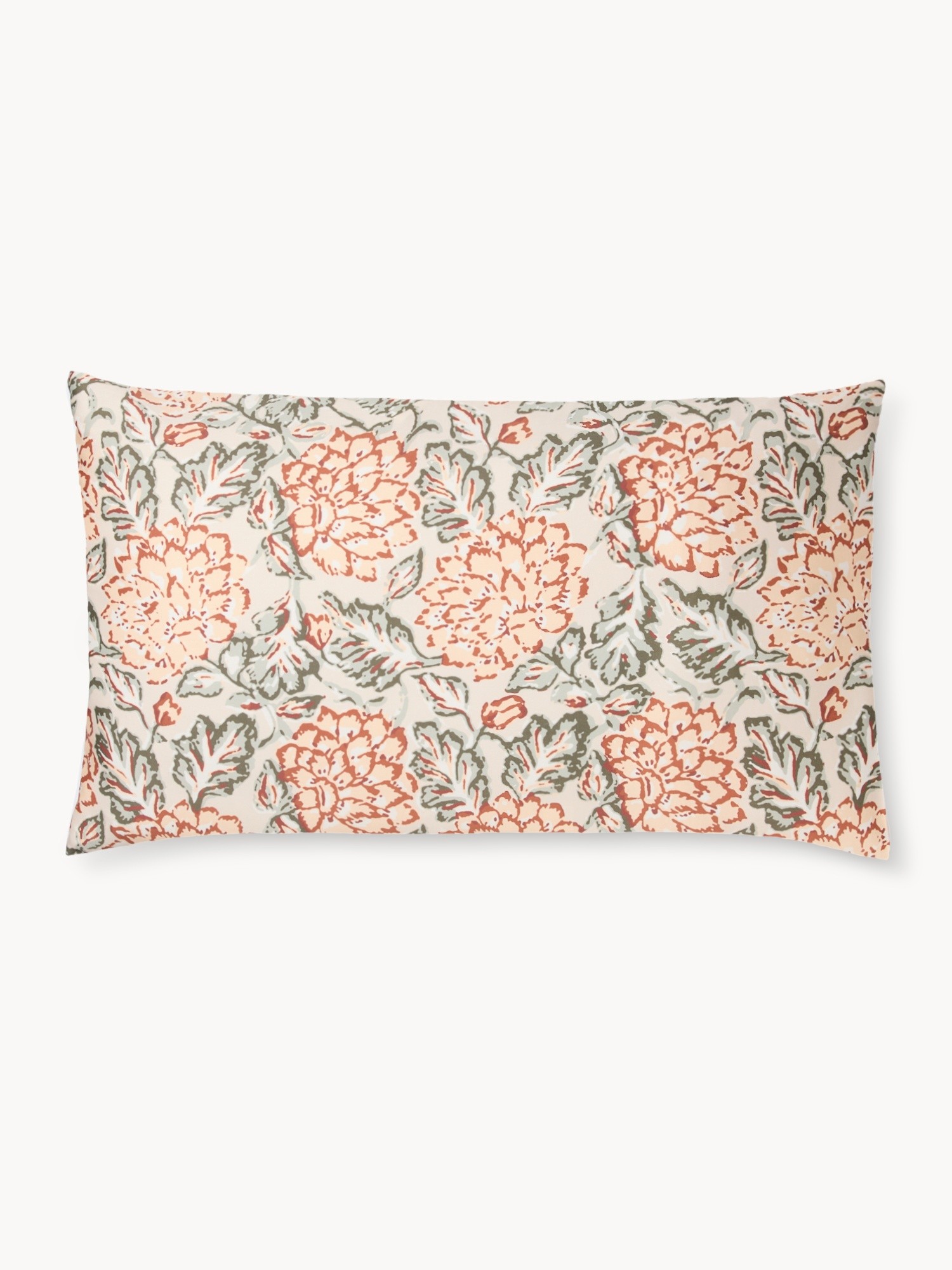 Rose-patterned cotton sateen pillowcase, Light Pink, large image number 1