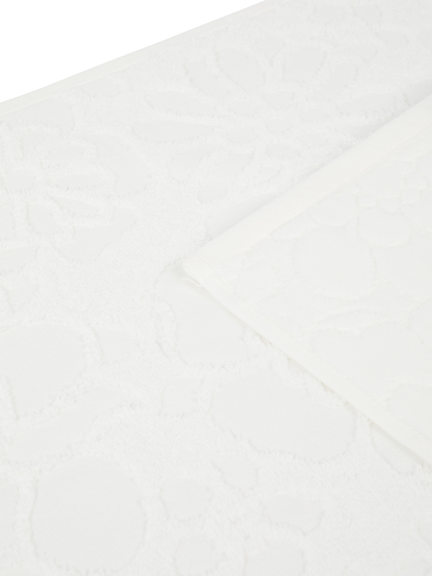 Asciugamano cotone velour motivo floreale a rilievo, Bianco, large image number 2