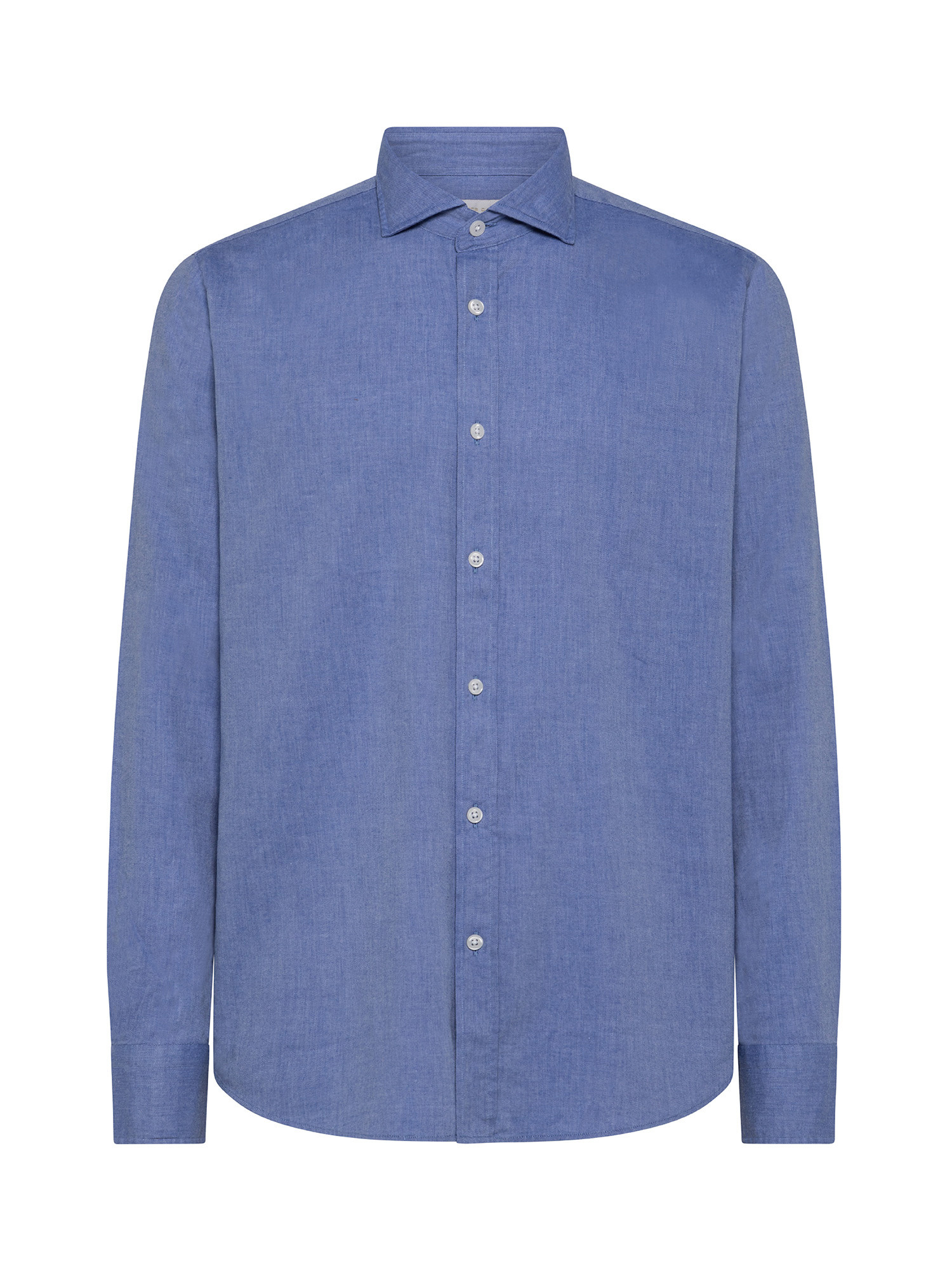 Camicia tailor fit in morbida flanella di cotone organico, Azzurro, large image number 0