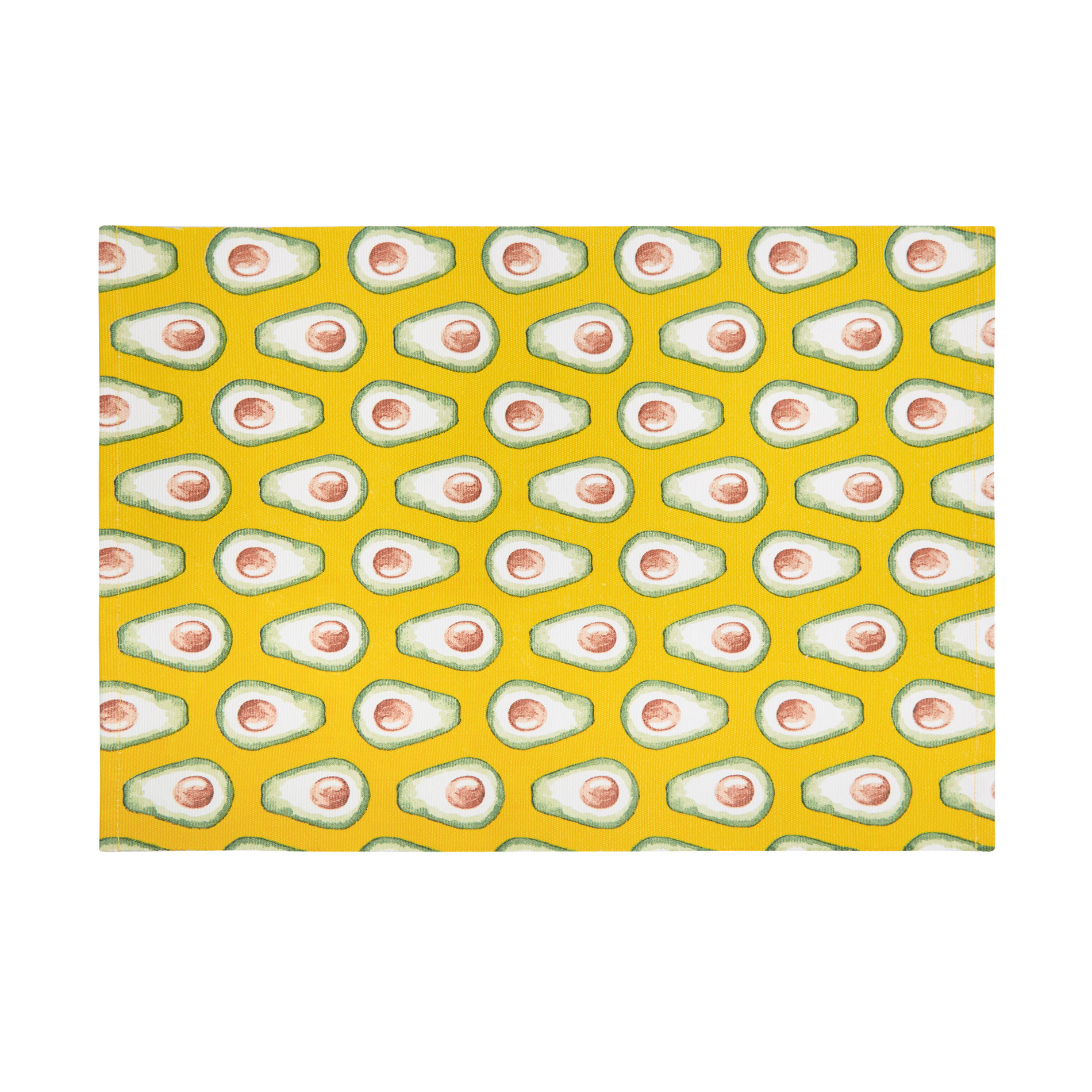 100% cotton placemat with avocado print, Yellow, large image number 0