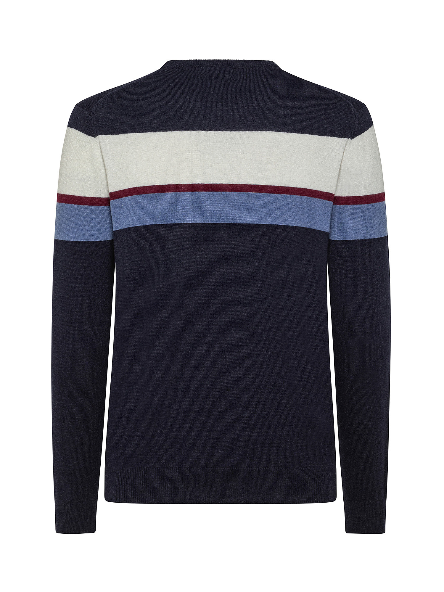 Three-color striped crewneck sweater in Blend cashmere, Dark Blue, large image number 1