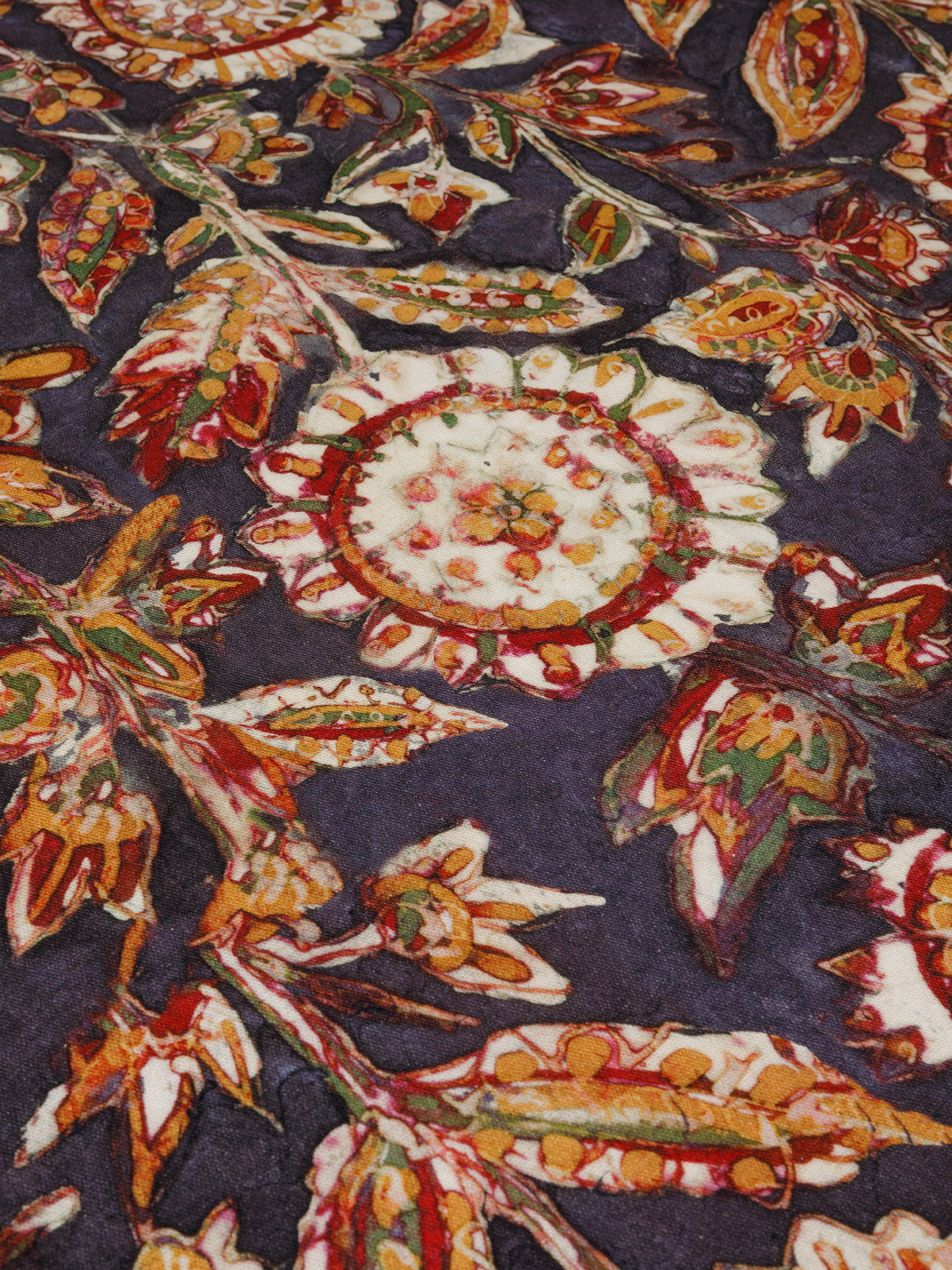 Tovaglia panama di cotone stampa floreale, Blu scuro, large image number 1