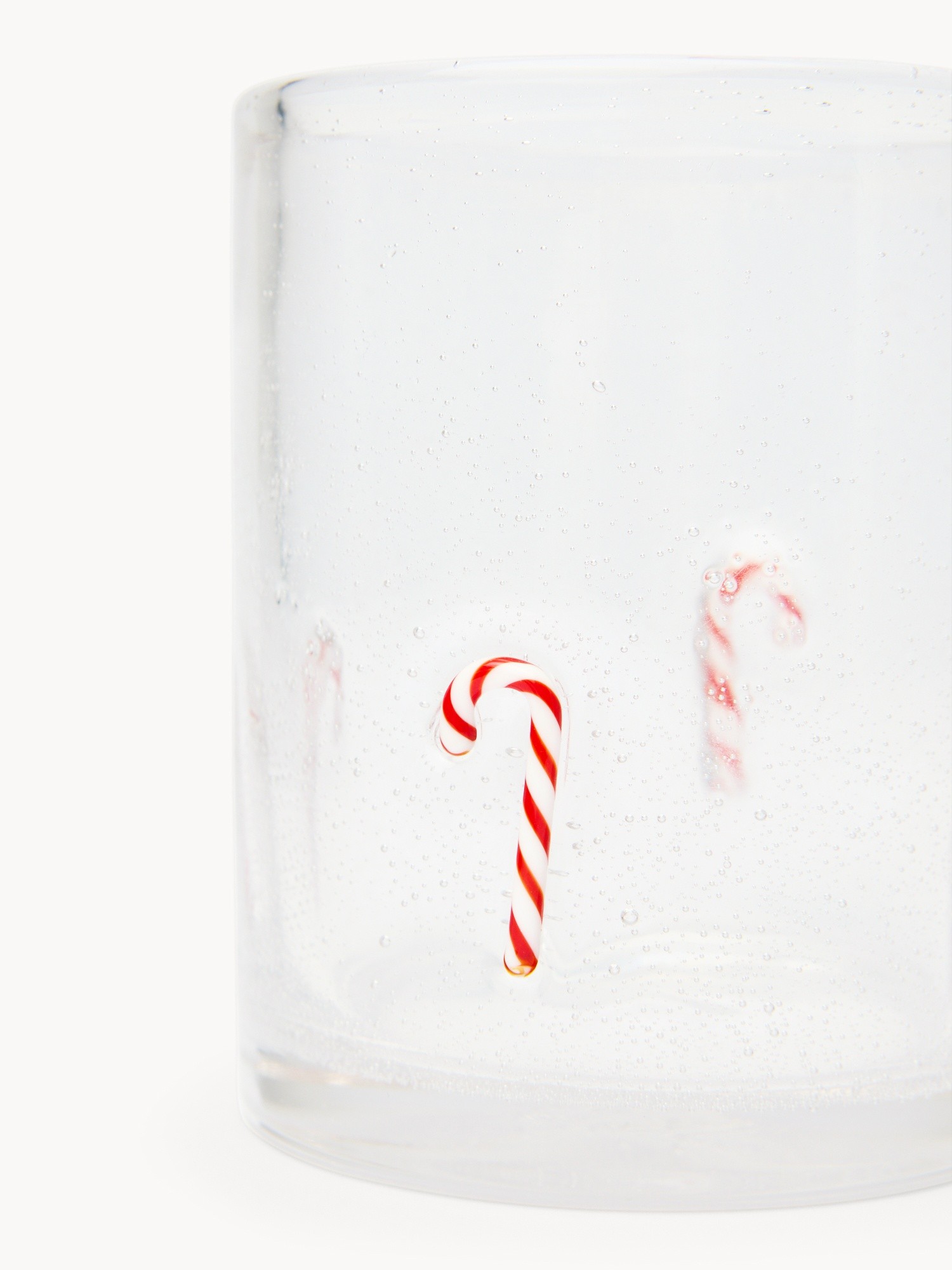 Bicchiere in vetro con applicazioni bastoncini di zucchero, Trasparente, large image number 1