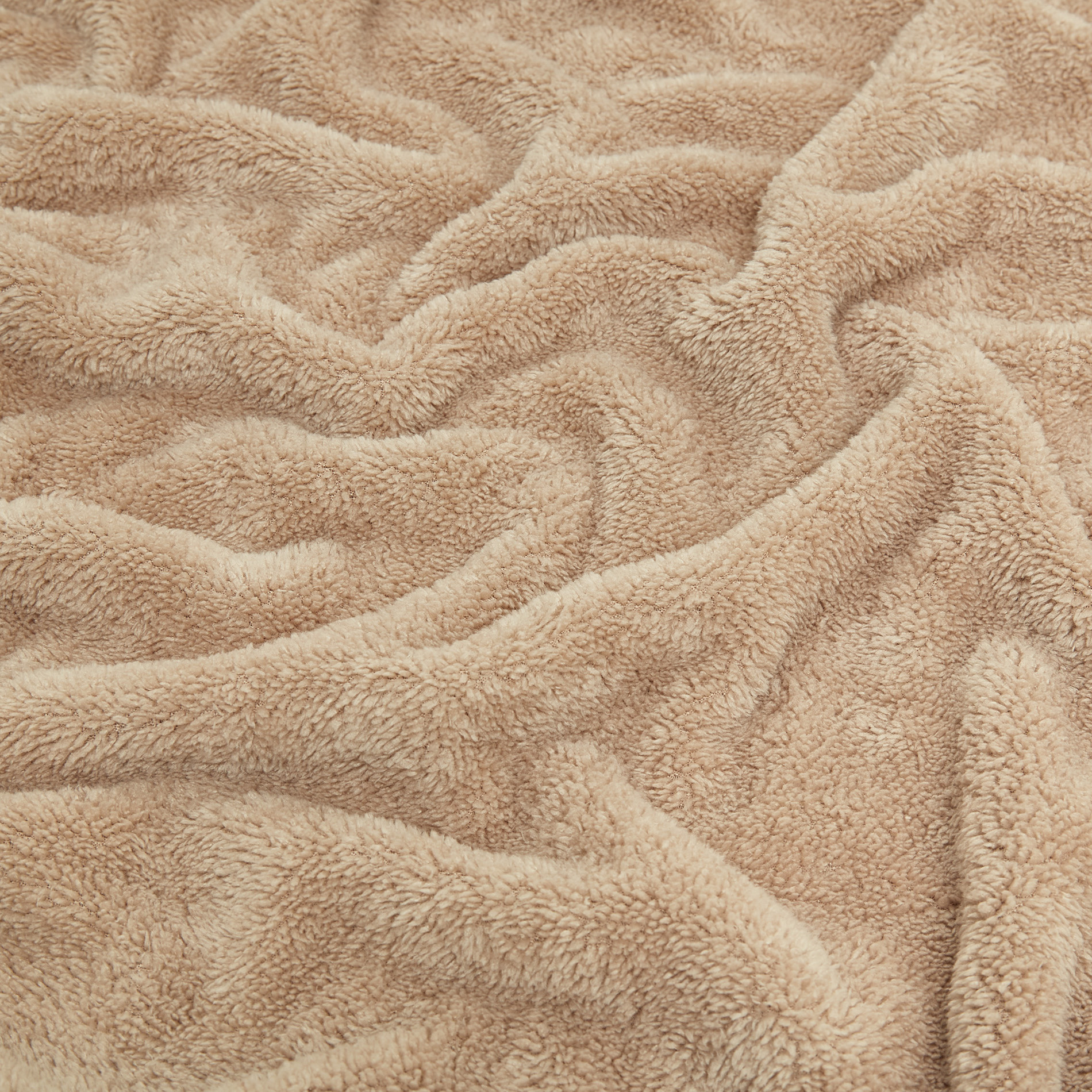 Solid color fleece plaid, Beige, large image number 1
