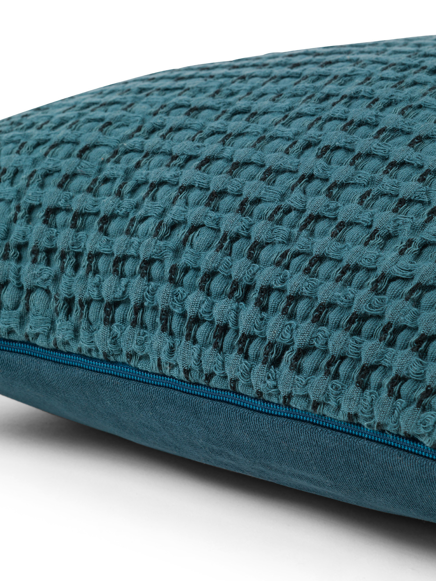 Cuscino jacquard a nido d'ape 45x45cm, Blu, large image number 2
