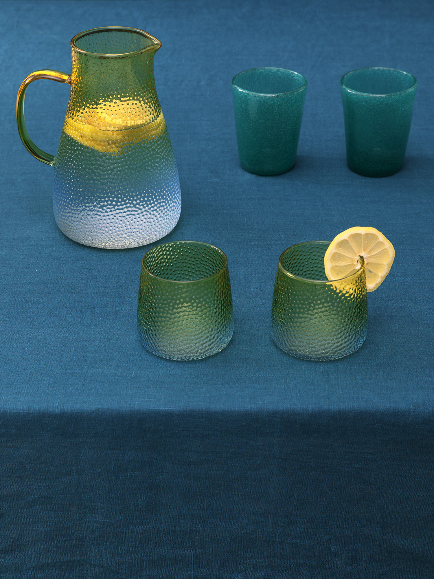 Bicchiere acqua vetro bicolore, Azzurro, large image number 3